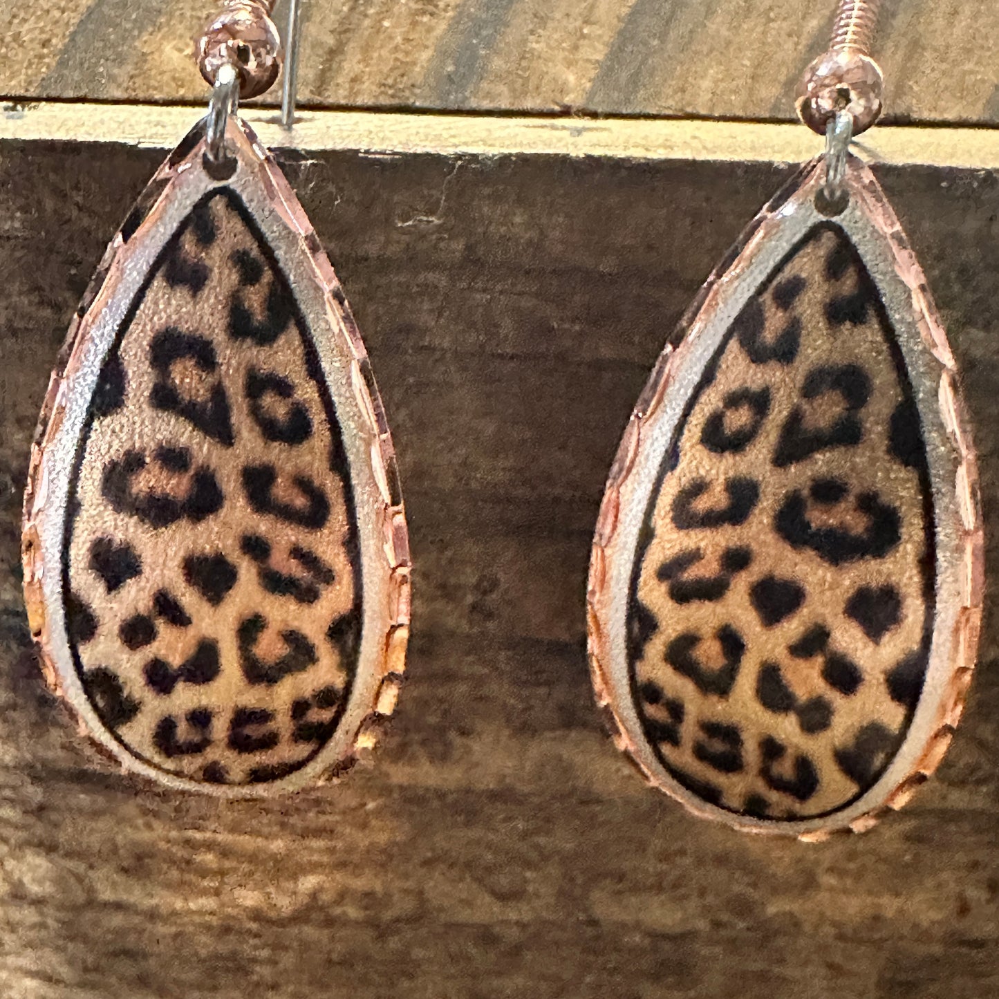 Handmade Boho Copper Earrings, Leopard Wire Drop Earrings, Gift Box - Silver Elegant