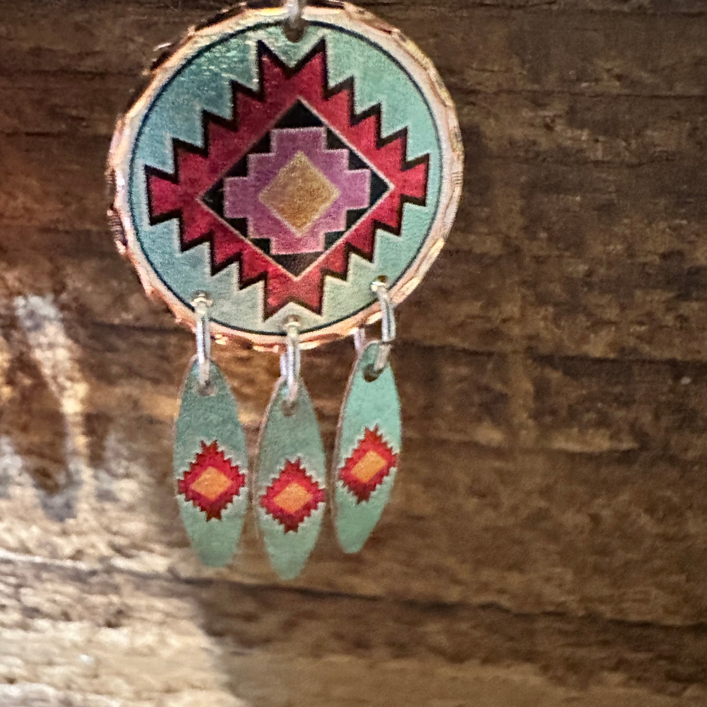 Handmade Boho Copper Earrings, Diamond Cut Native American Drop Earrings, Gift Box - Silver Elegant