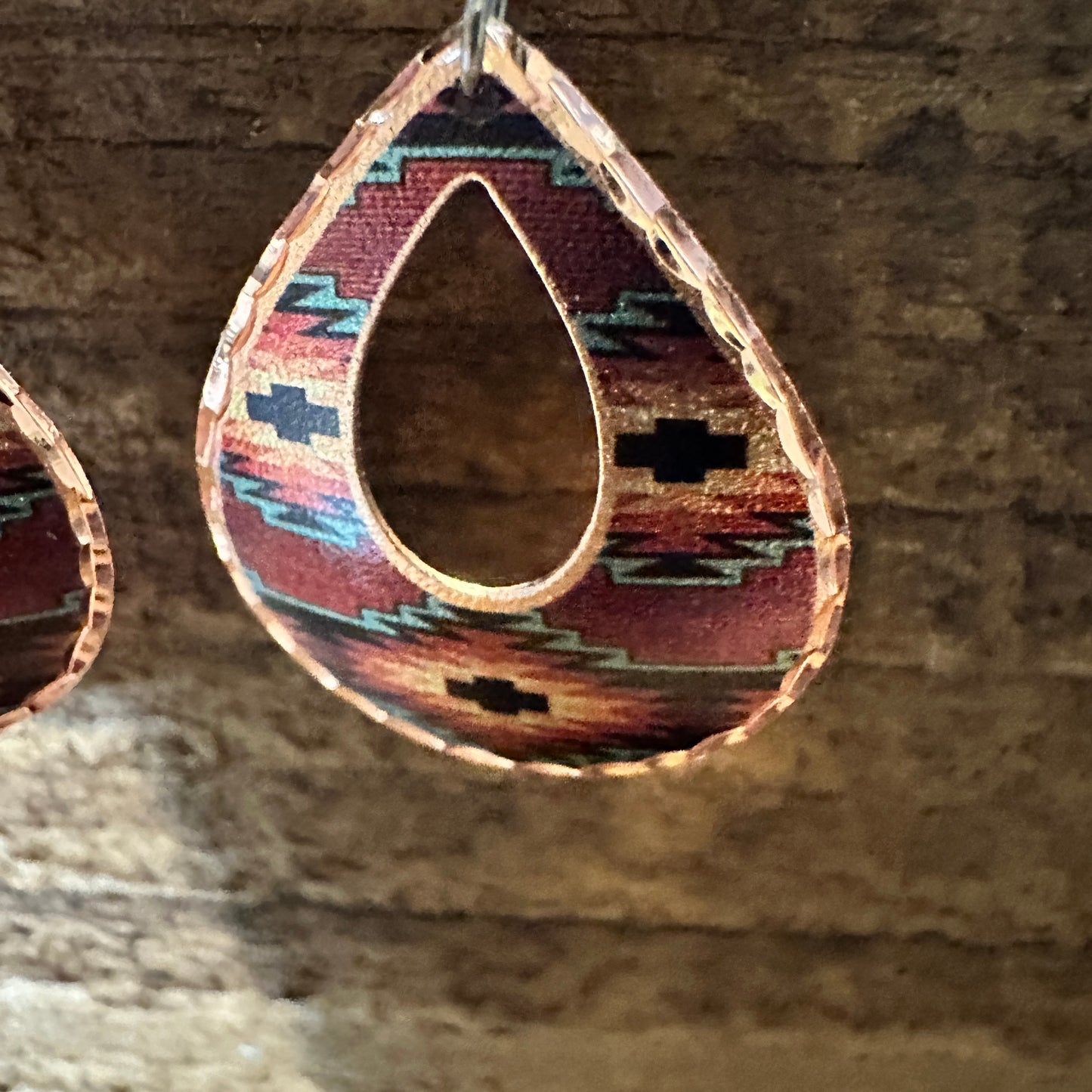 Handmade Boho Copper Earrings, Diamond Cut Southwestern Native Drop Earrings, Gift Box - Silver Elegant