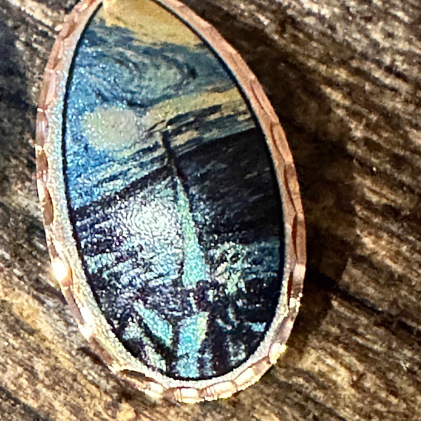Handmade Boho Copper Earrings, Diamond Cut Van Gogh Starry Night Design Earrings, Gift Box - Silver Elegant