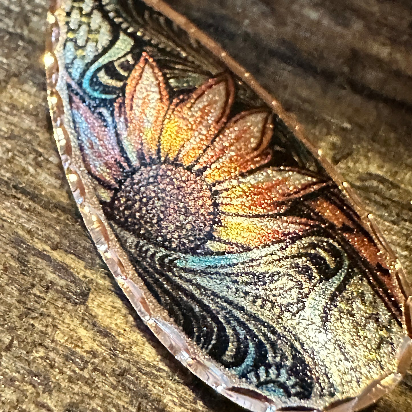 Handmade Boho Copper Earrings, Diamond Cut Sunflower Native American Earrings, Gift Box - Silver Elegant