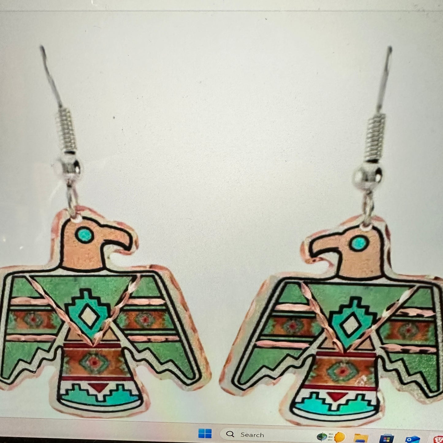 Handcrafted Boho Copper Earrings, Southwestern Thunderbird Wire Earrings, Gift Box - Silver Elegant