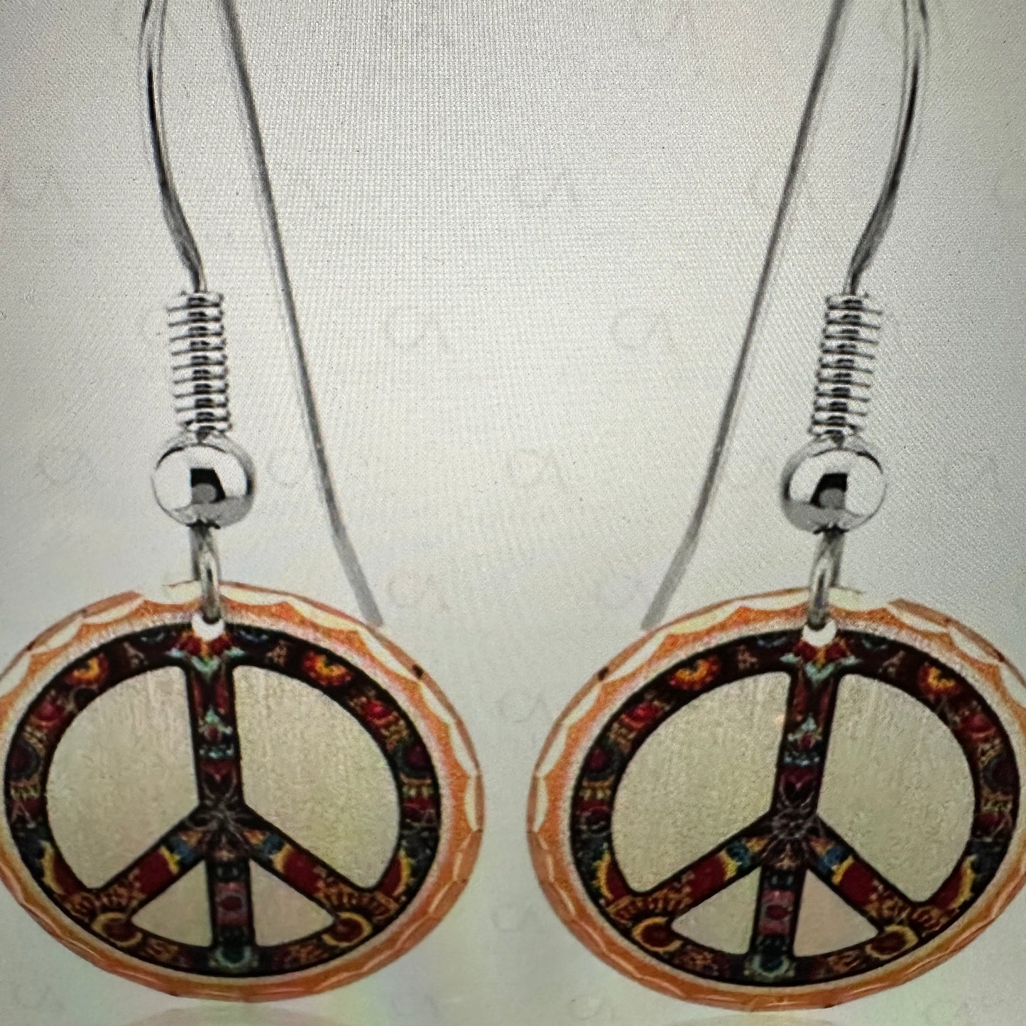 Handmade Boho Copper Earrings, Diamond Cut Hippie Peace Wire Drop Earrings, Gift Box - Silver Elegant
