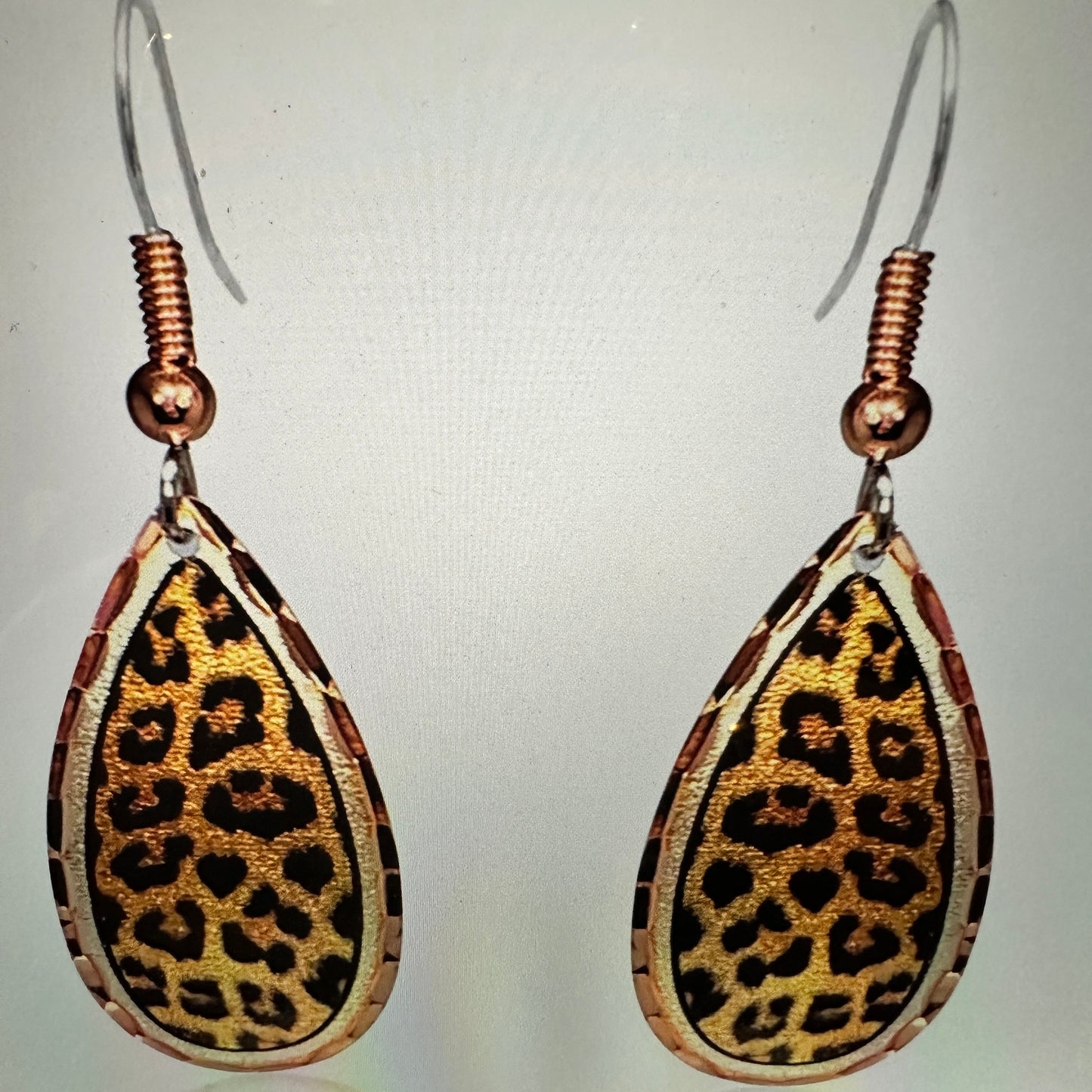 Handmade Boho Copper Earrings, Leopard Wire Drop Earrings, Gift Box - Silver Elegant