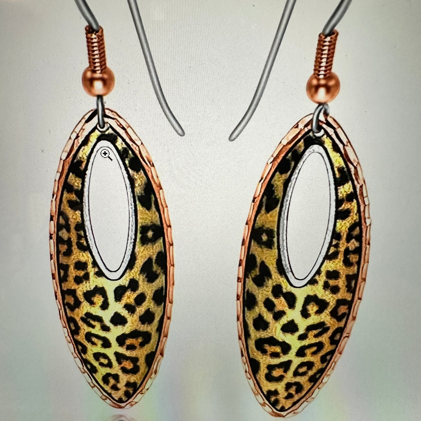 Handmade Boho Copper Earrings, Tear Drop Leopard Wire Earrings, Gift Box - Silver Elegant