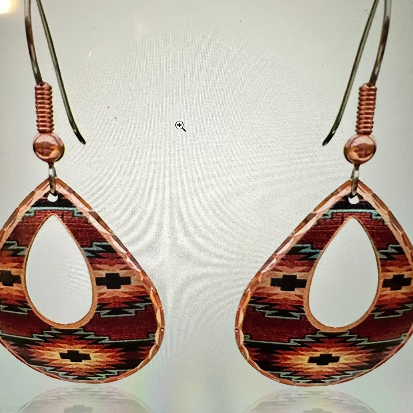 Handmade Boho Copper Earrings, Diamond Cut Southwestern Native Drop Earrings, Gift Box - Silver Elegant
