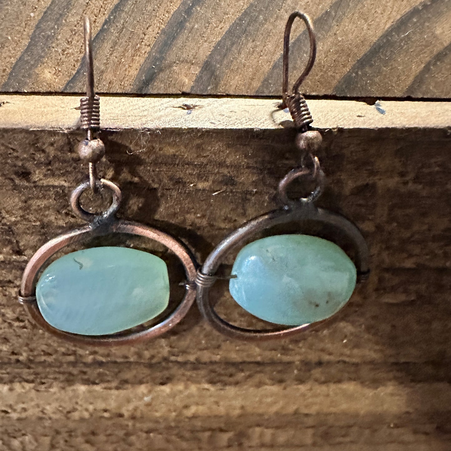 Handcrafted Boho Banjara Copper Arcs Necklace with Aventurine Stone, Gift Box - Silver Elegant