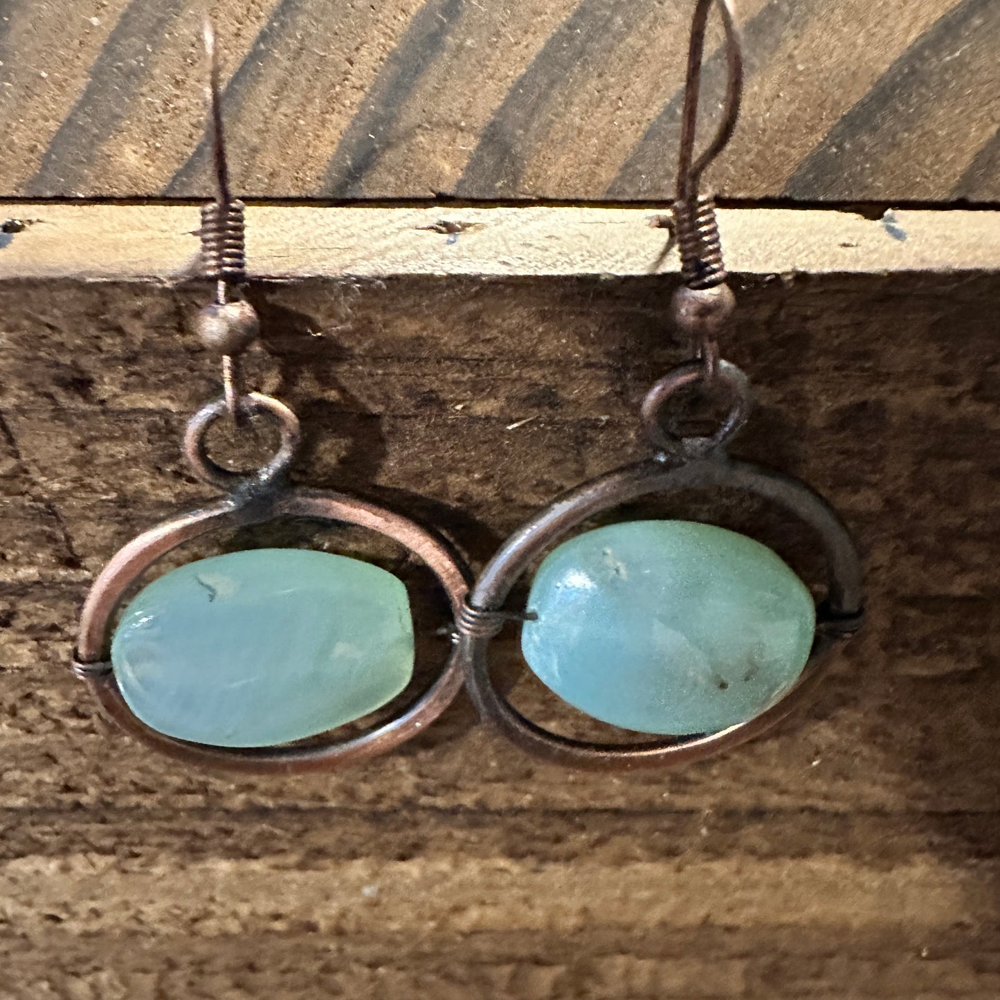 Handcrafted Boho Banjara Copper Arcs Necklace with Aventurine Stone, Gift Box - Silver Elegant
