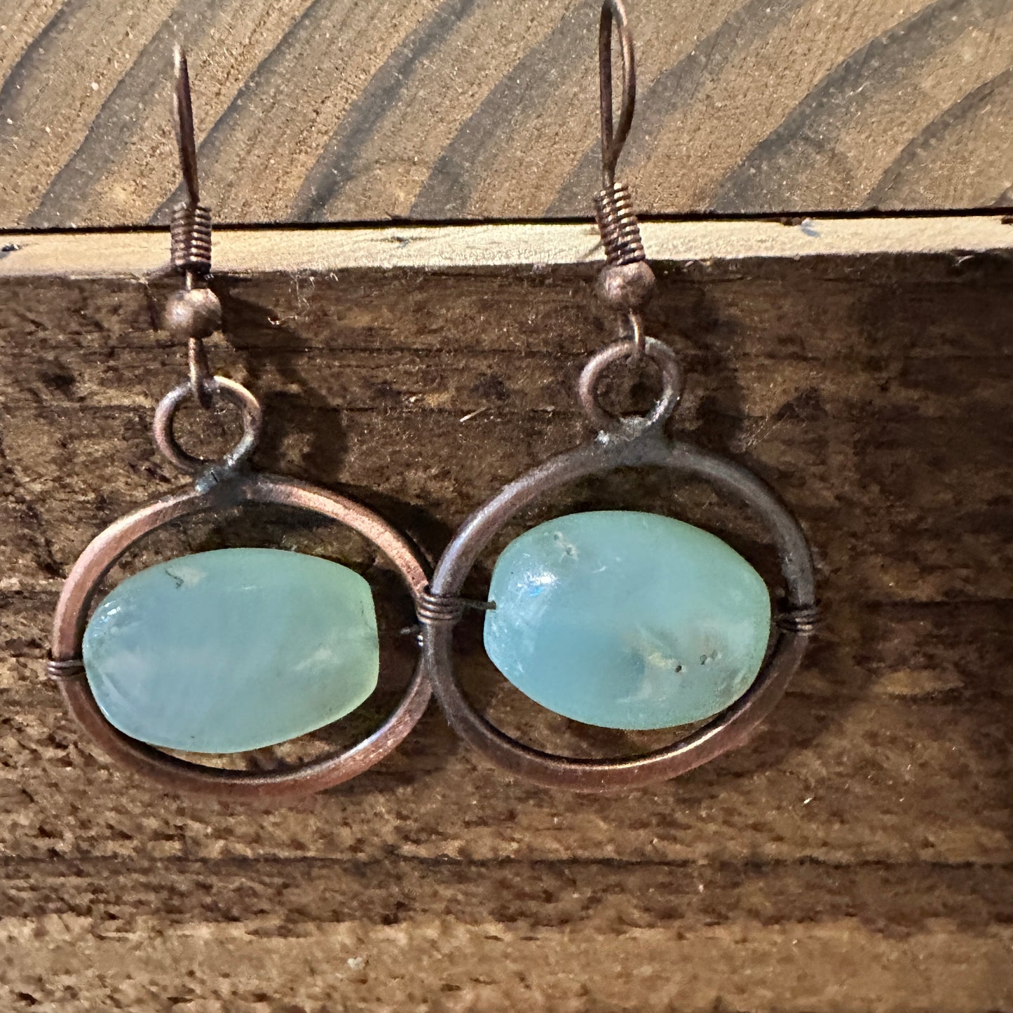 Handcrafted Boho Banjara Copper Arcs Necklace with Aventurine Stone, Gift Box - Silver Elegant