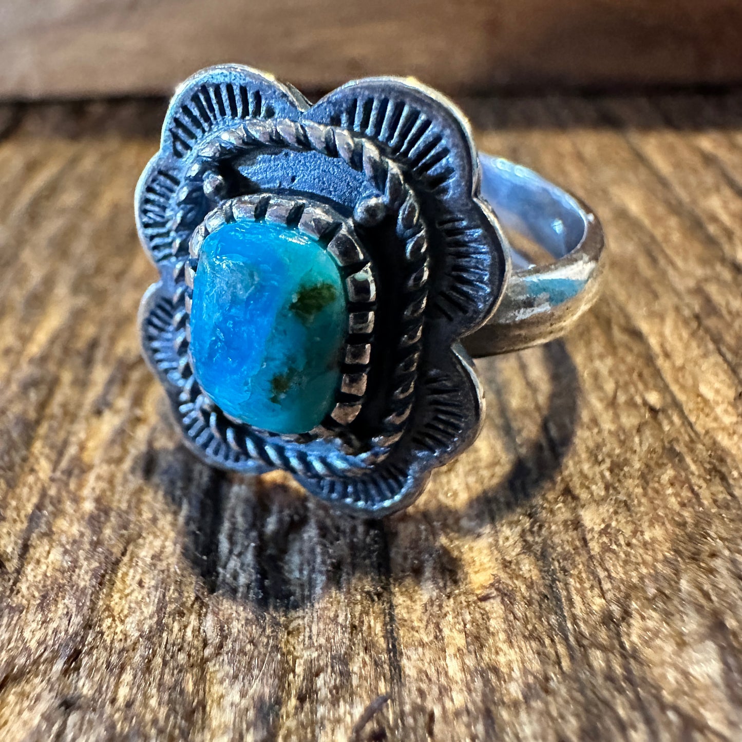 Native American Asia Turquoise Cuff Statement Ring, Genuine Sterling Silver & Turquoise Stone, Gift Box - Silver Elegant