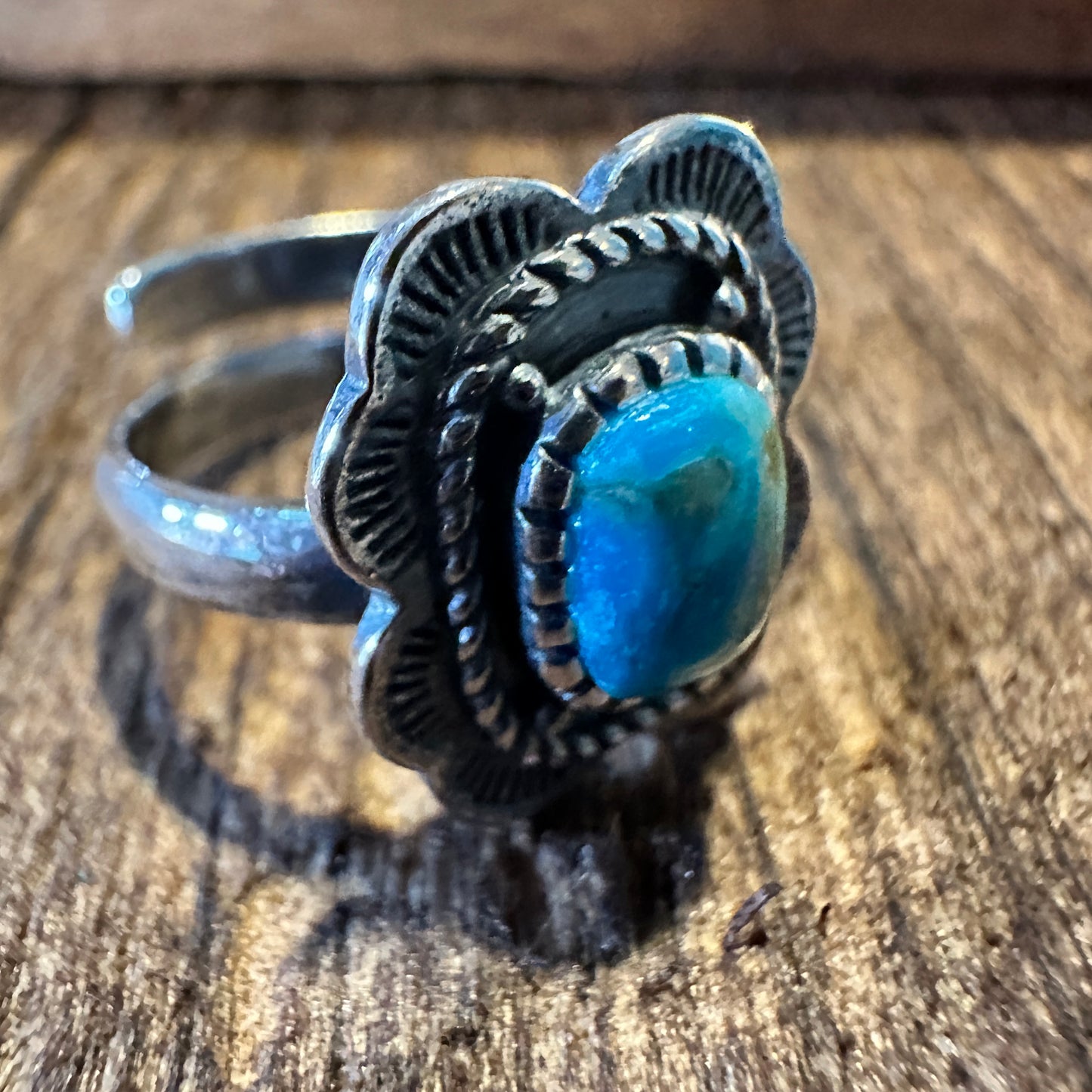 Native American Asia Turquoise Cuff Statement Ring, Genuine Sterling Silver & Turquoise Stone, Gift Box - Silver Elegant