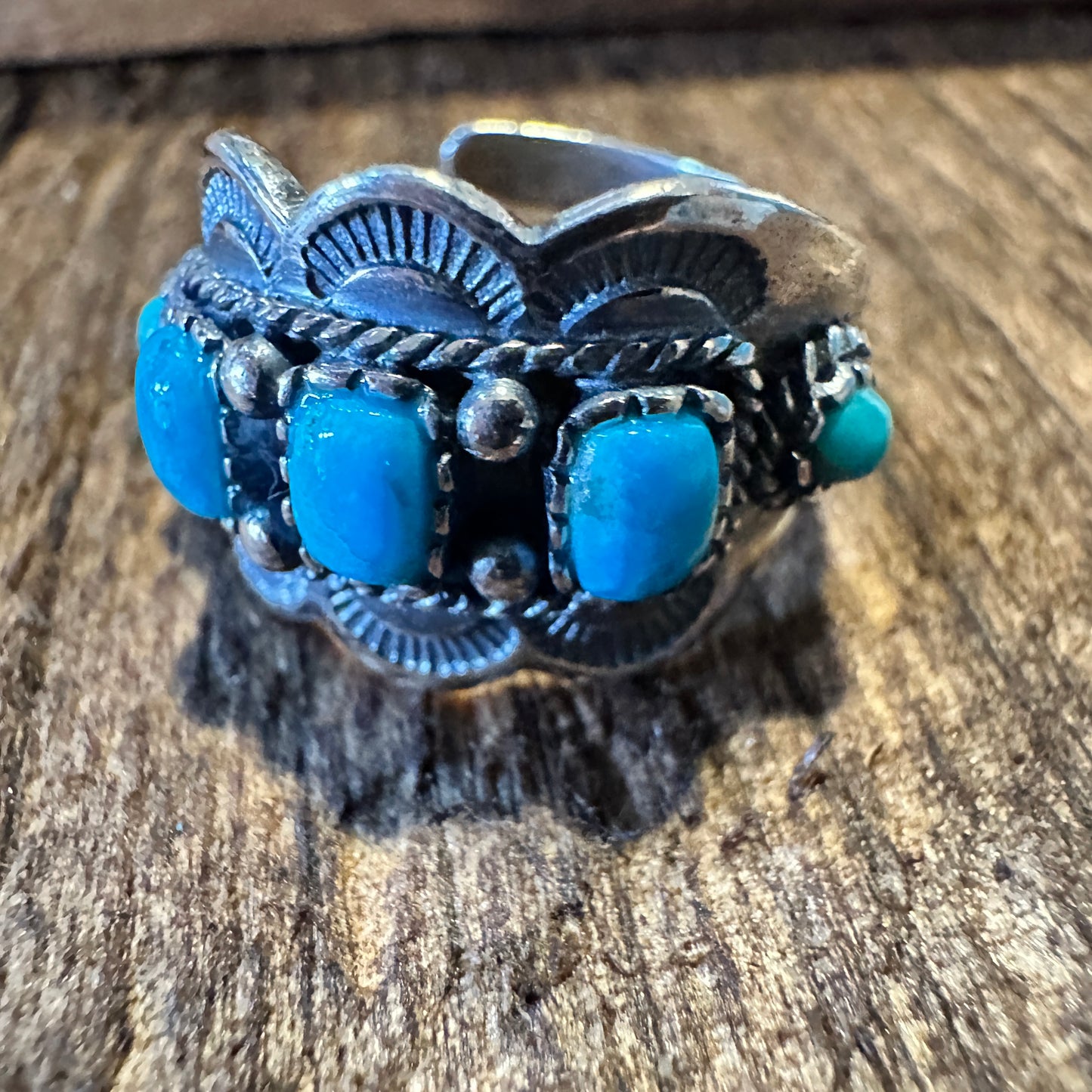 Native American Artisan Cuff Ring in Sterling Silver & Turquoise - Unique Gift Boxed Jewelry - Silver Elegant