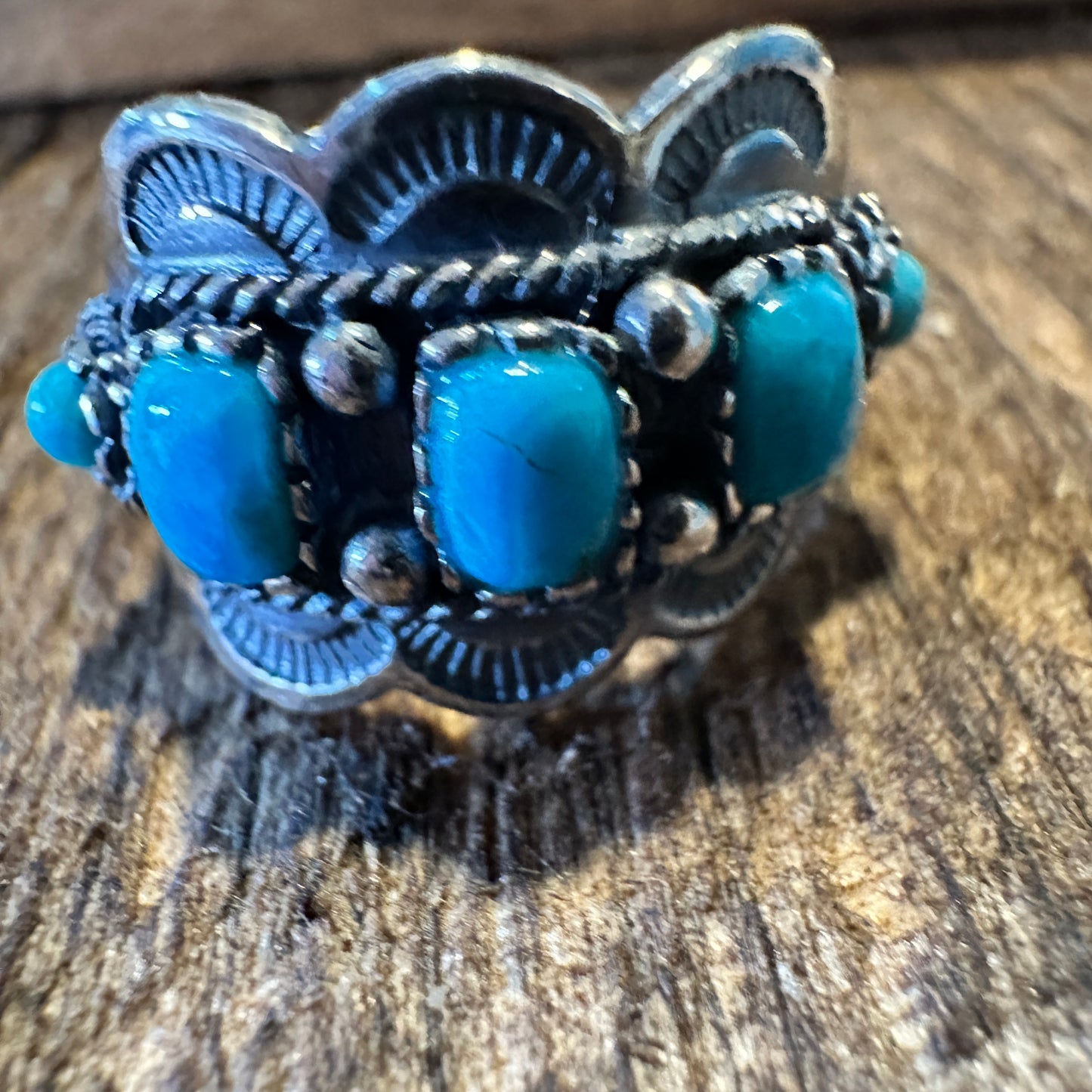 Native American Artisan Cuff Ring in Sterling Silver & Turquoise - Unique Gift Boxed Jewelry - Silver Elegant