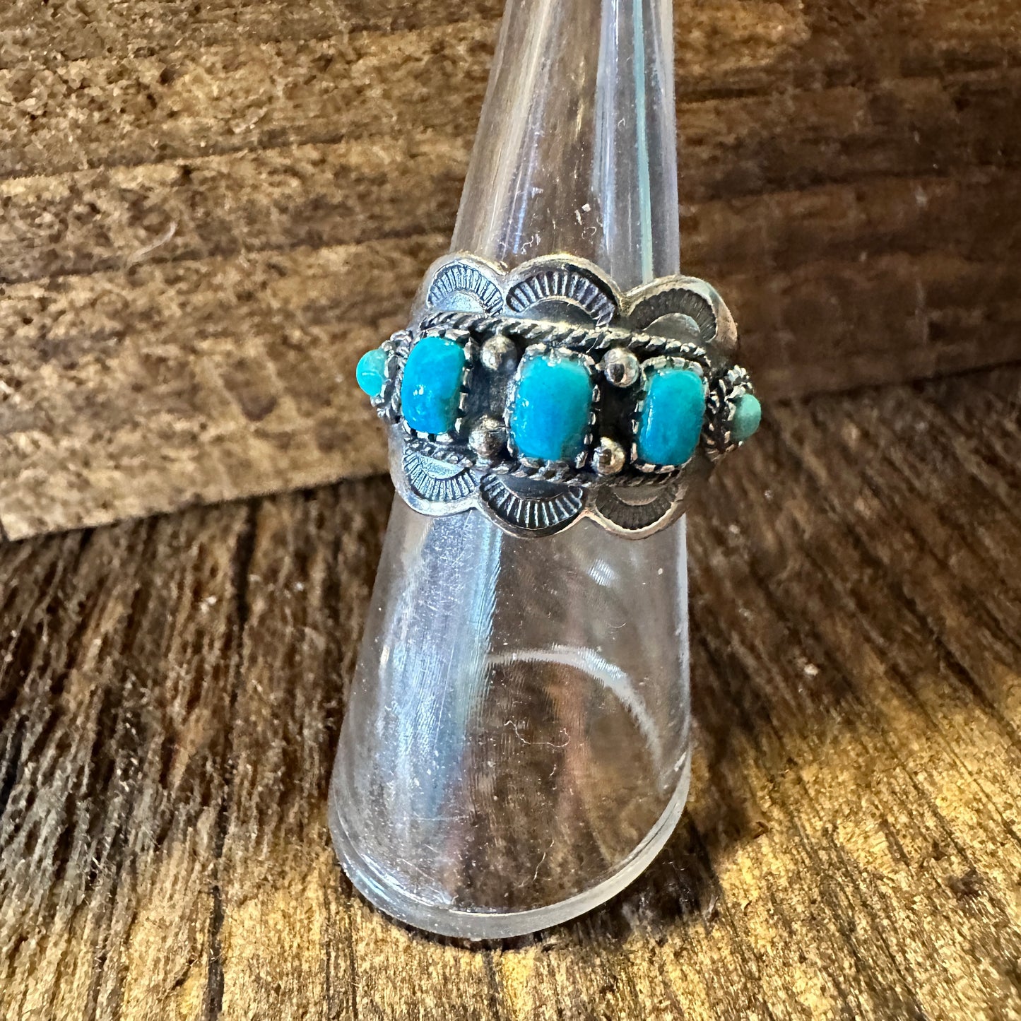 Native American Artisan Cuff Ring in Sterling Silver & Turquoise - Unique Gift Boxed Jewelry - Silver Elegant
