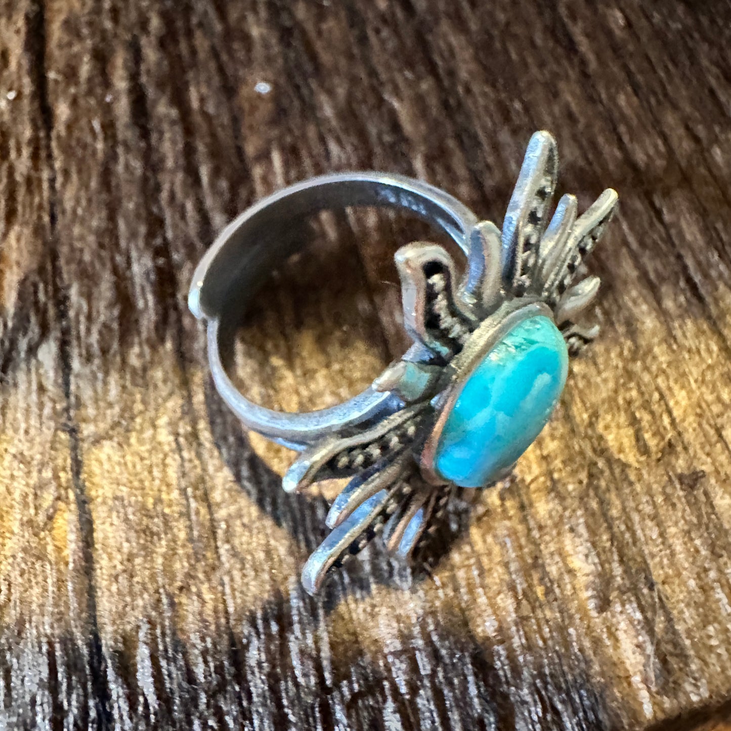 Turquoise Sunburst Cuff Ring in Sterling Silver - Native American Inspired Statement Jewelry, Gift-Ready Boxed - Silver Elegant