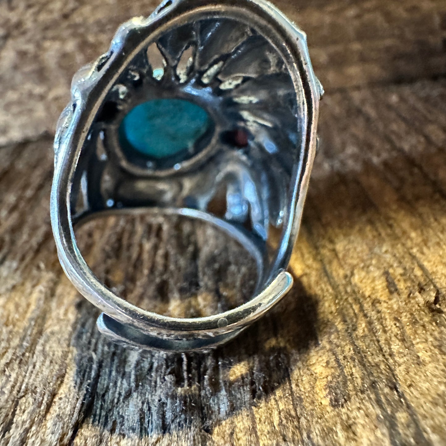 Turquoise Cuff Ring Inspired by Native American Headdress, Genuine Sterling Silver & Turquoise, Gift-Ready Packaging - Silver Elegant