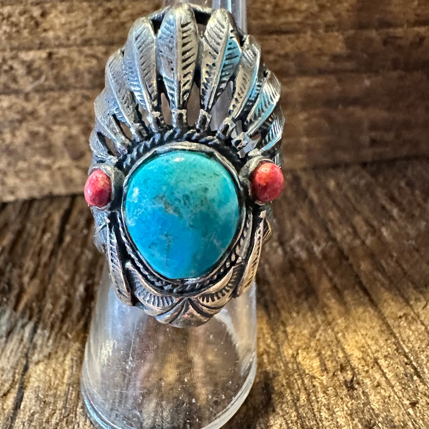 Turquoise Cuff Ring Inspired by Native American Headdress, Genuine Sterling Silver & Turquoise, Gift-Ready Packaging - Silver Elegant