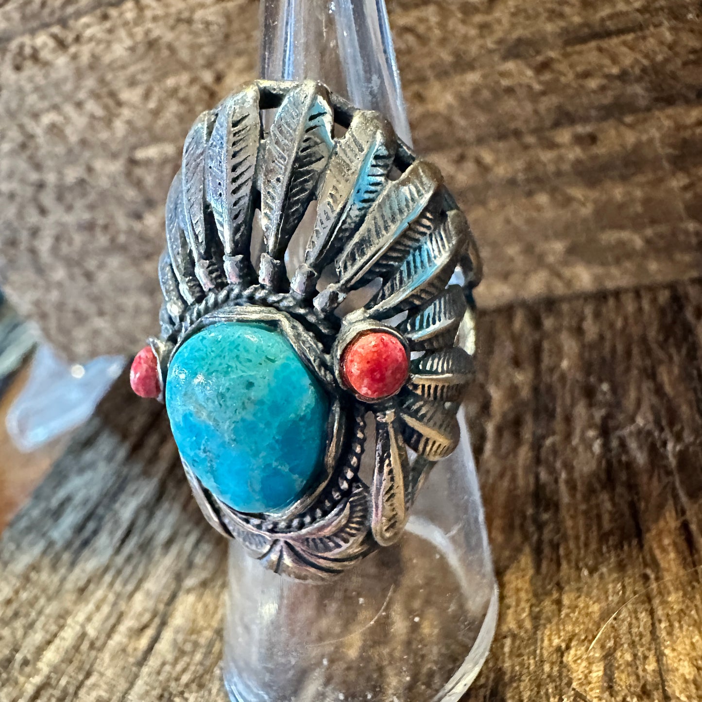 Turquoise Cuff Ring Inspired by Native American Headdress, Genuine Sterling Silver & Turquoise, Gift-Ready Packaging - Silver Elegant