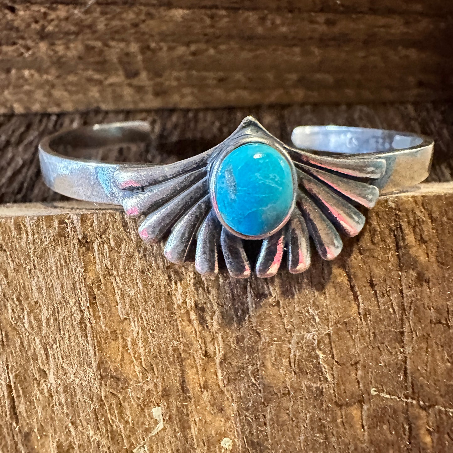 Turquoise Blessing Cuff Bracelet - Authentic Sterling Silver & Native American Heritage Gift - Silver Elegant