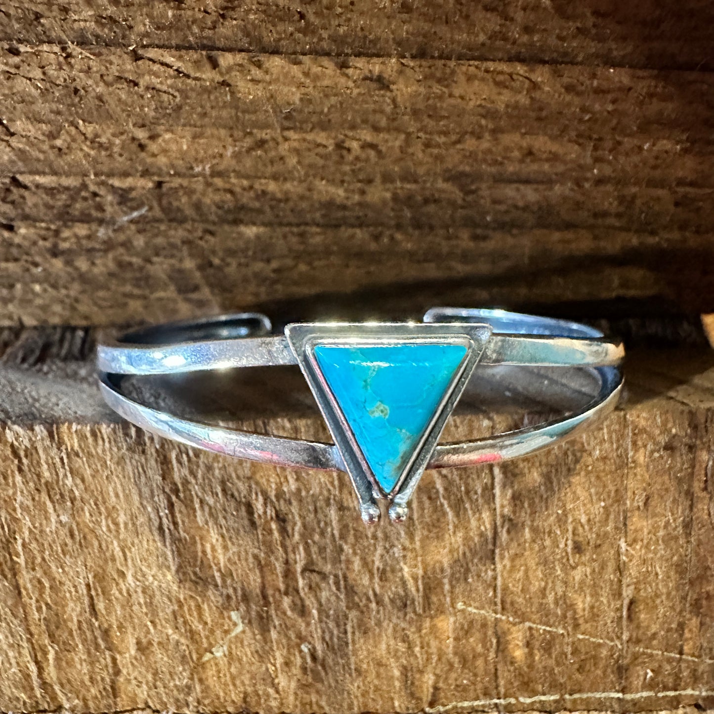 Native American Hanale Cuff Bracelet with Turquoise - Authentic Sterling Silver Bangle in Gift Box - Silver Elegant