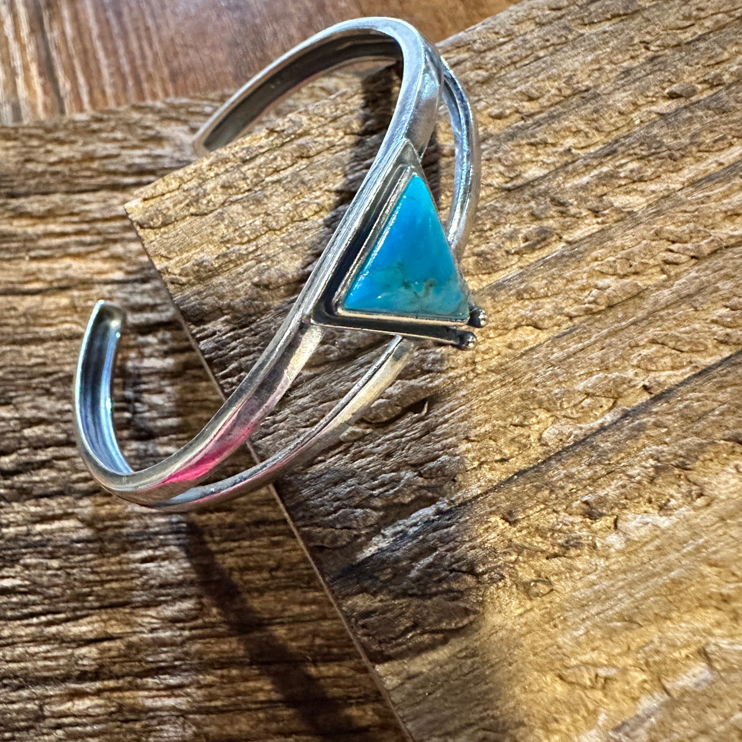 Native American Hanale Cuff Bracelet with Turquoise - Authentic Sterling Silver Bangle in Gift Box - Silver Elegant