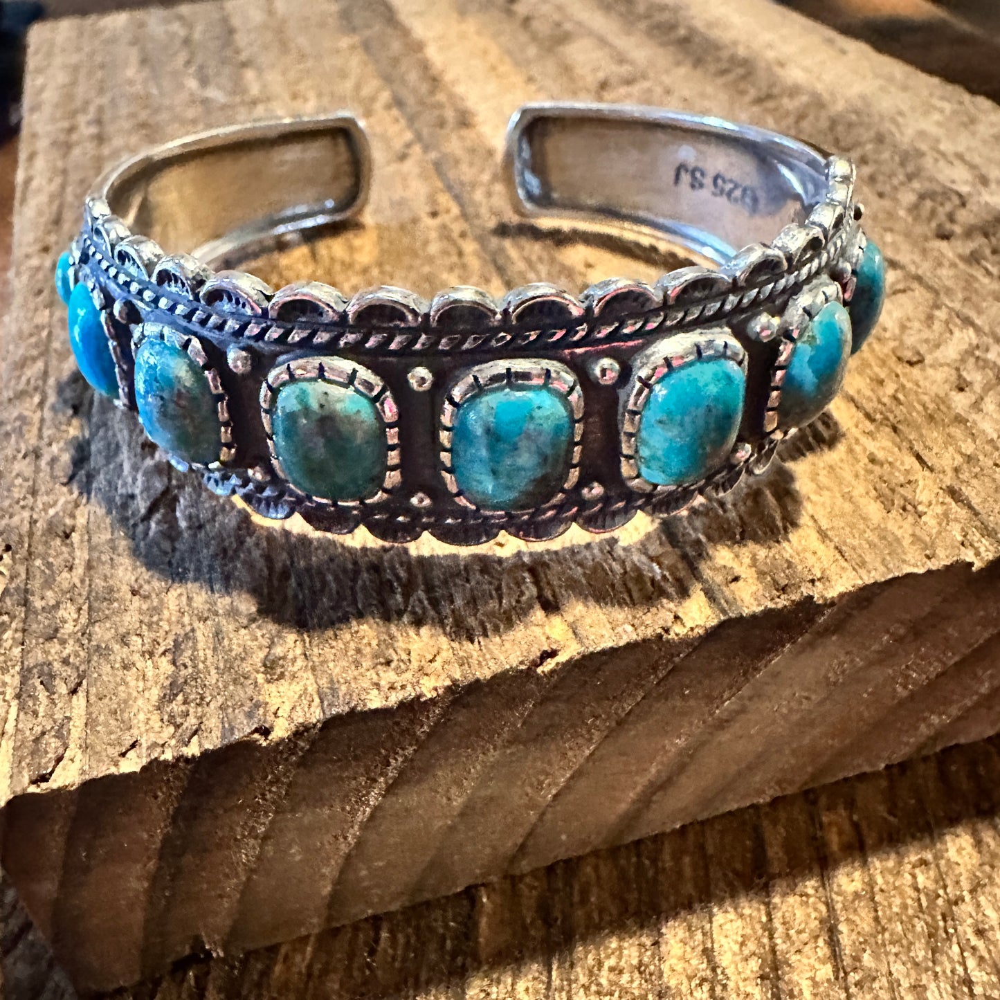Native American Rayna Turquoise Cuff Bracelet - Sterling Silver & Unique Turquoise Stone, Gift-Ready Elegance - Silver Elegant
