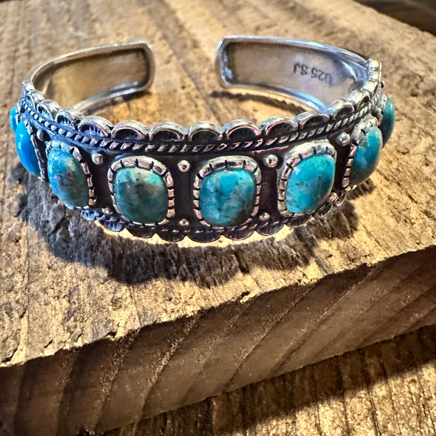Native American Rayna Turquoise Cuff Bracelet - Sterling Silver & Unique Turquoise Stone, Gift-Ready Elegance - Silver Elegant
