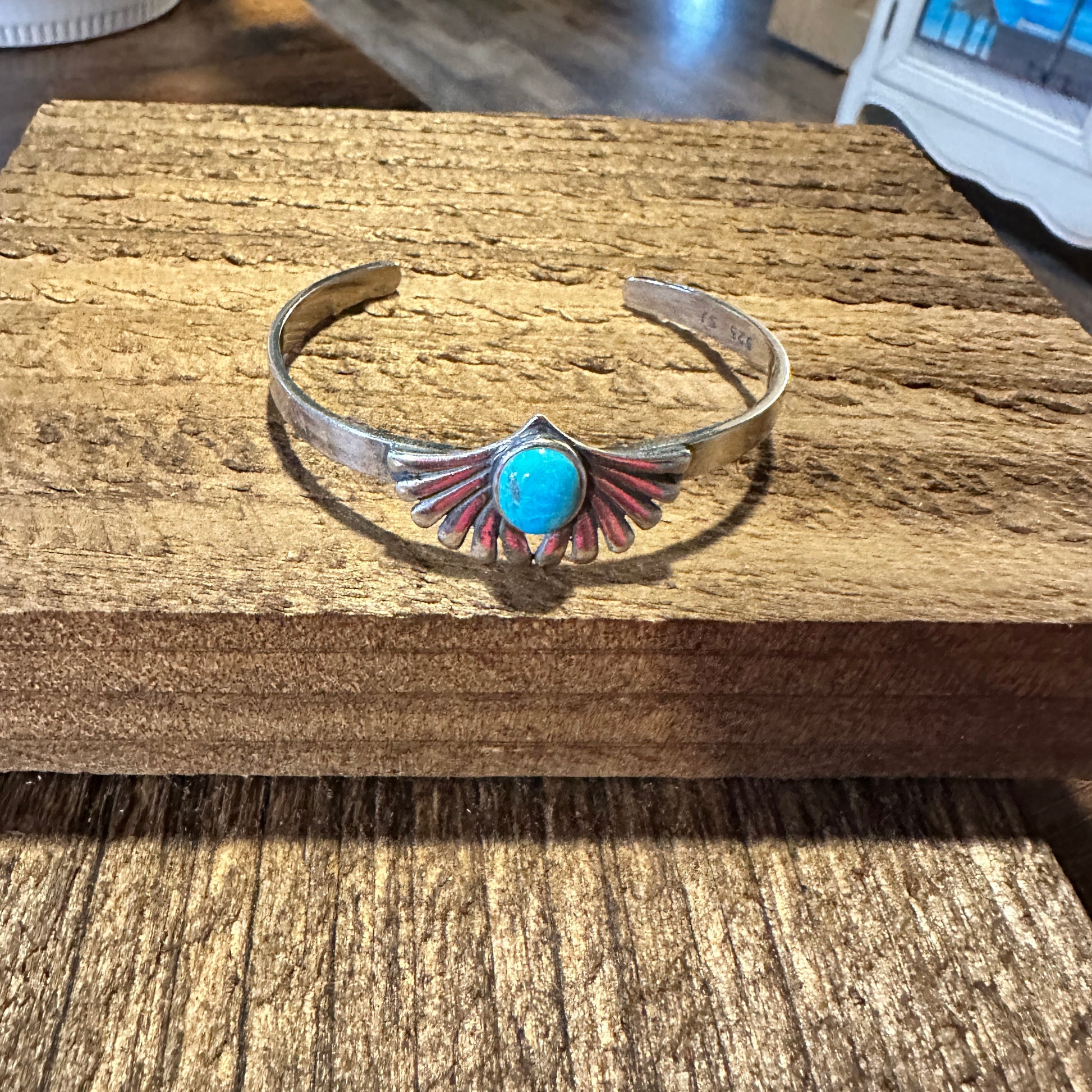 Turquoise Blessing Cuff Bracelet - Authentic Sterling Silver & Native American Heritage Gift - Silver Elegant