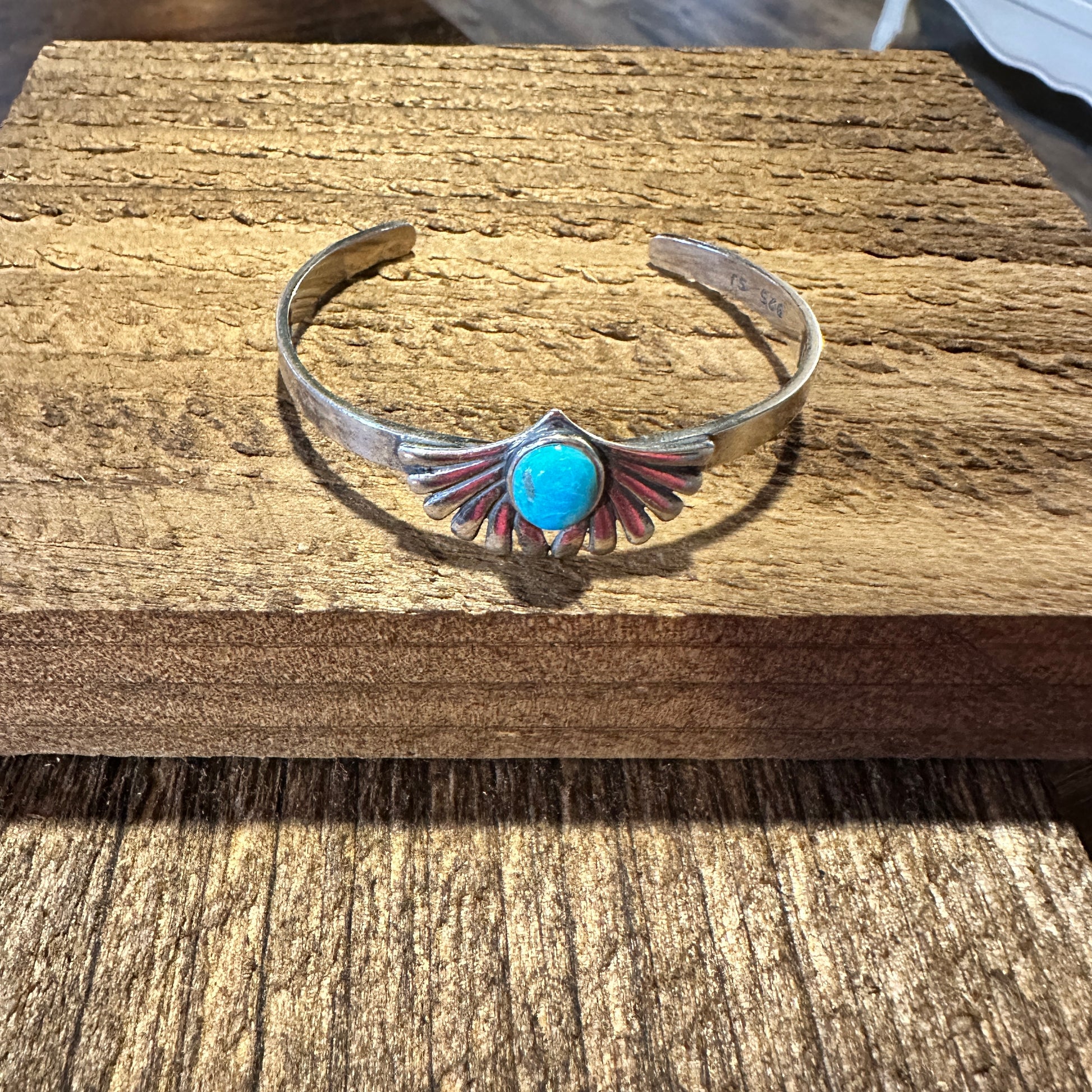 Turquoise Blessing Cuff Bracelet - Authentic Sterling Silver & Native American Heritage Gift - Silver Elegant
