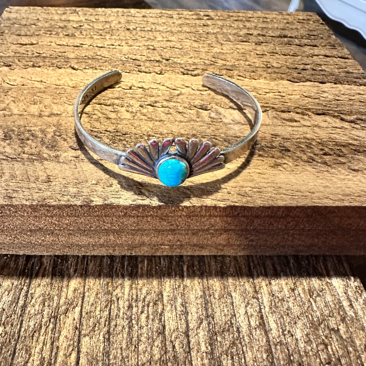 Turquoise Blessing Cuff Bracelet - Authentic Sterling Silver & Native American Heritage Gift - Silver Elegant