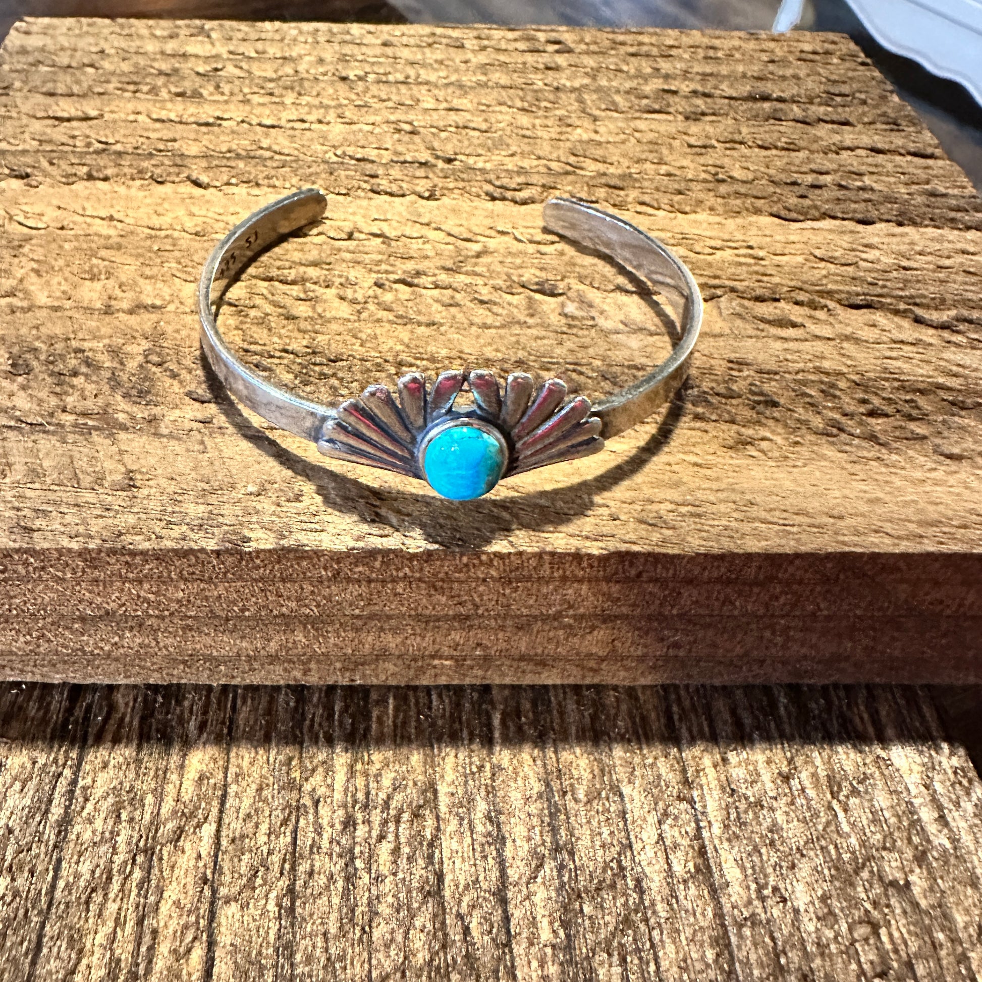 Turquoise Blessing Cuff Bracelet - Authentic Sterling Silver & Native American Heritage Gift - Silver Elegant