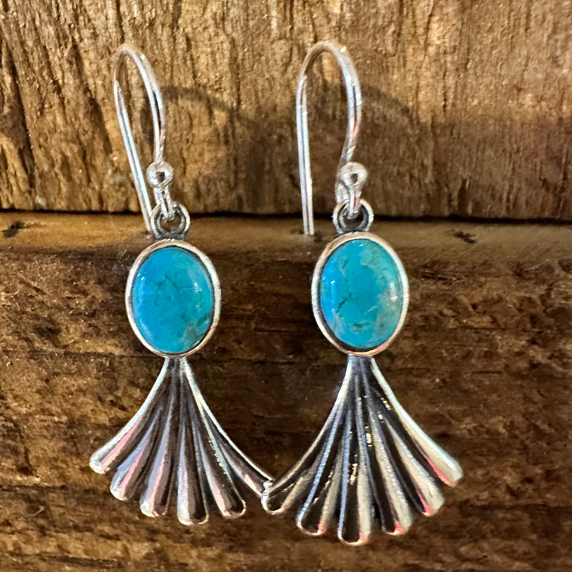 Navajo Prayer Turquoise Dangle Earrings in Sterling Silver, Authentic Gift Box Included - Silver Elegant
