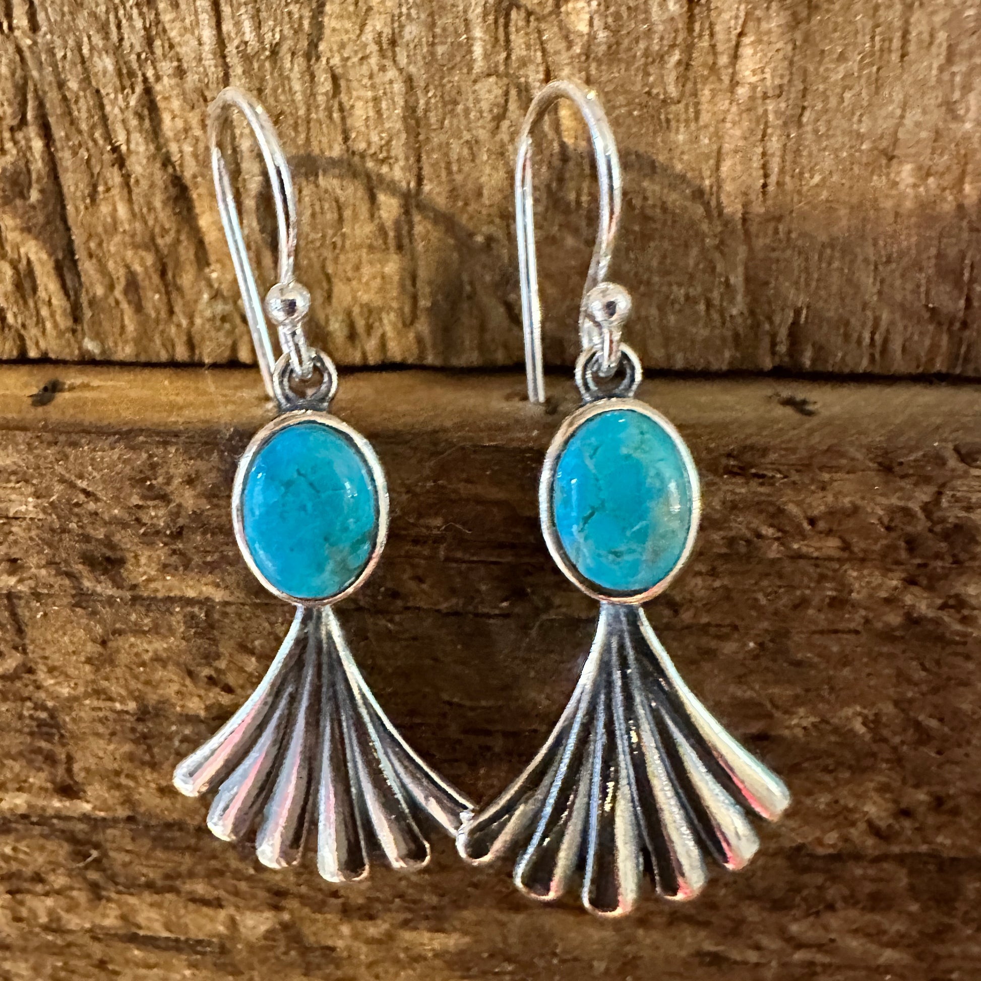 Navajo Prayer Turquoise Dangle Earrings in Sterling Silver, Authentic Gift Box Included - Silver Elegant
