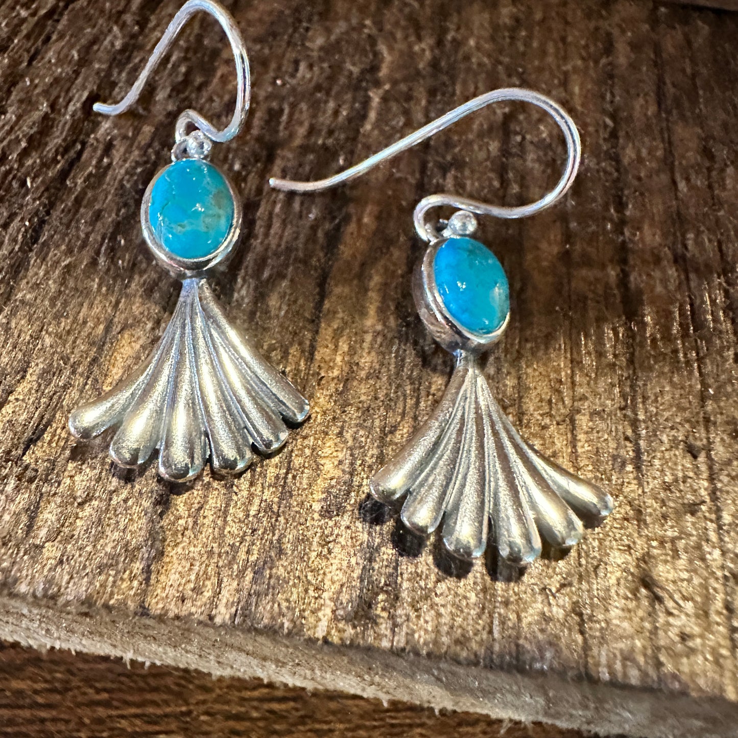 Navajo Prayer Turquoise Dangle Earrings in Sterling Silver, Authentic Gift Box Included - Silver Elegant