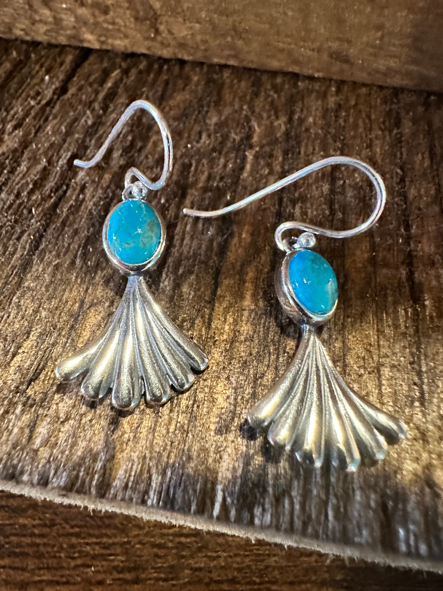 Navajo Prayer Turquoise Dangle Earrings in Sterling Silver, Authentic Gift Box Included - Silver Elegant