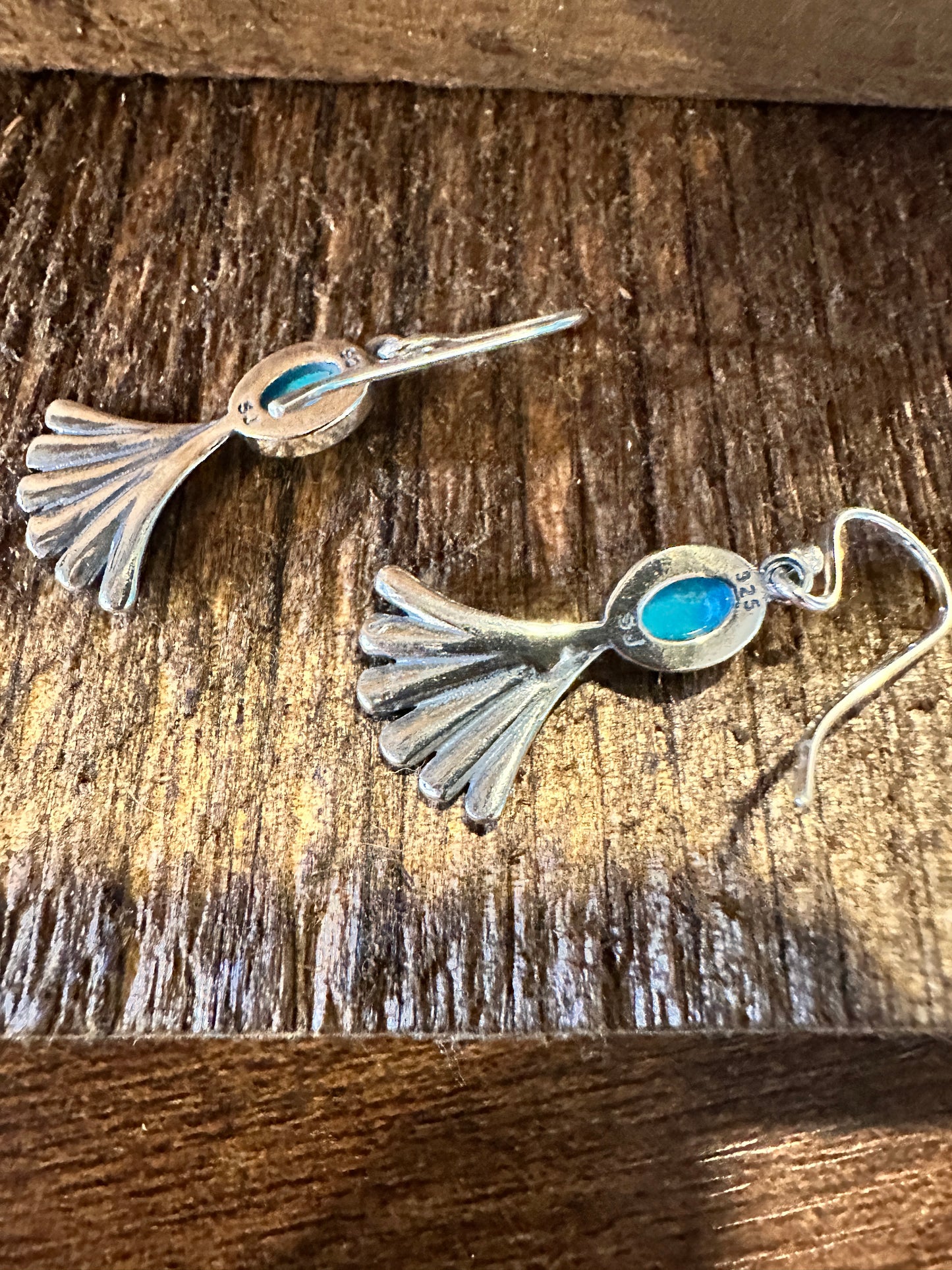 Navajo Prayer Turquoise Dangle Earrings in Sterling Silver, Authentic Gift Box Included - Silver Elegant