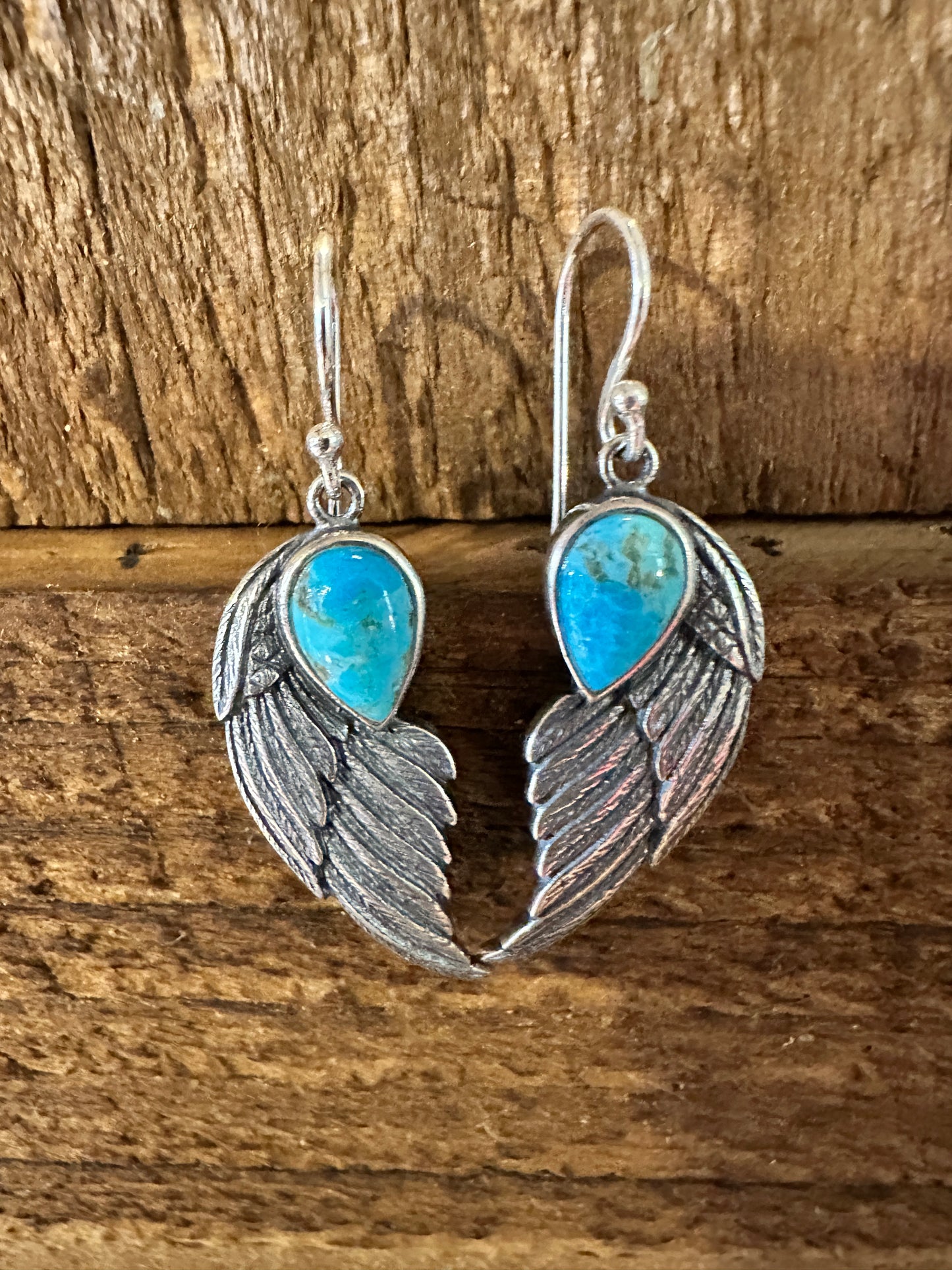 Navajo Eagle Wing Turquoise Earrings in Sterling Silver - Handcrafted Native American Jewelry Gift Boxed - Silver Elegant