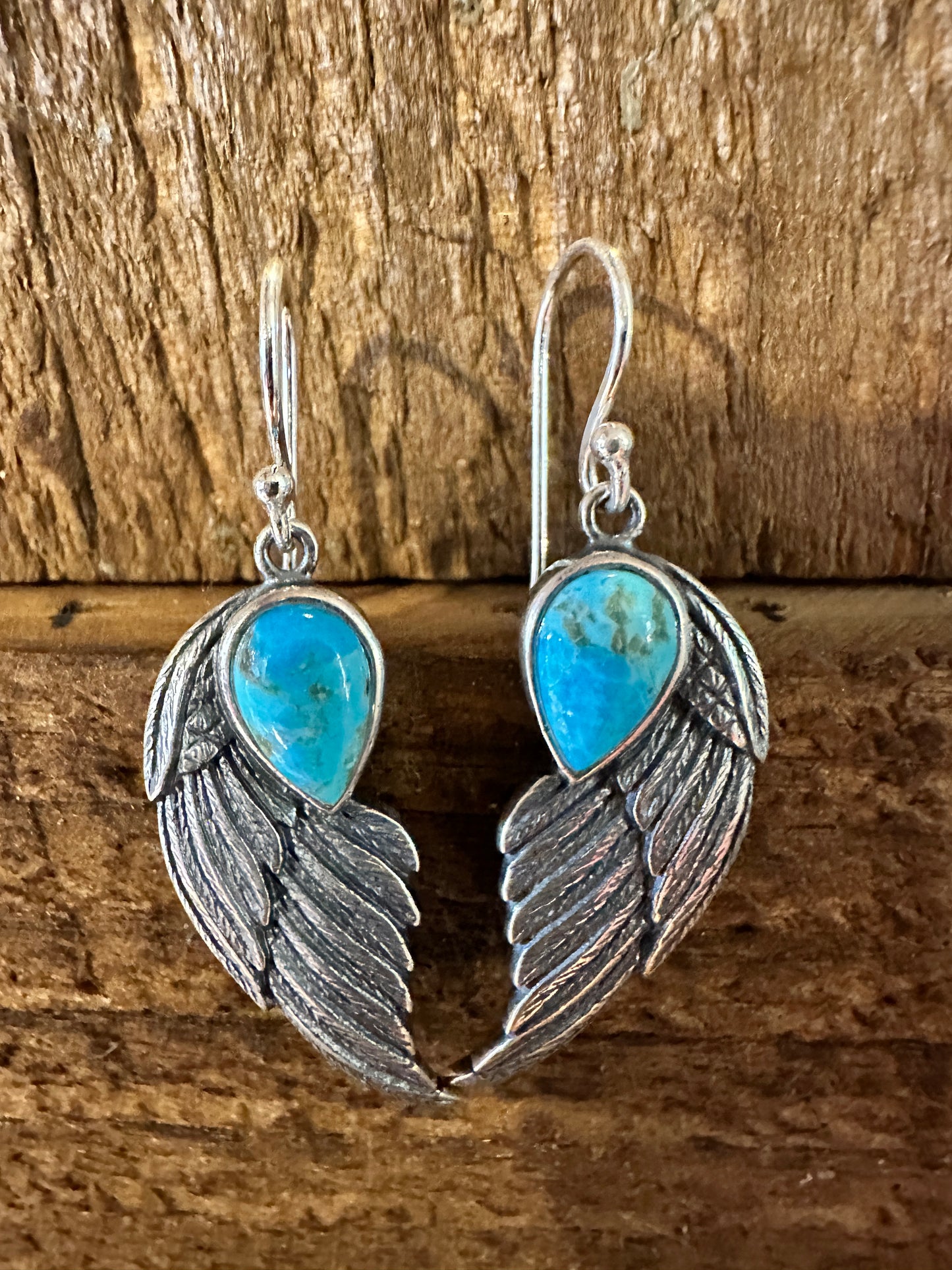 Navajo Eagle Wing Turquoise Earrings in Sterling Silver - Handcrafted Native American Jewelry Gift Boxed - Silver Elegant