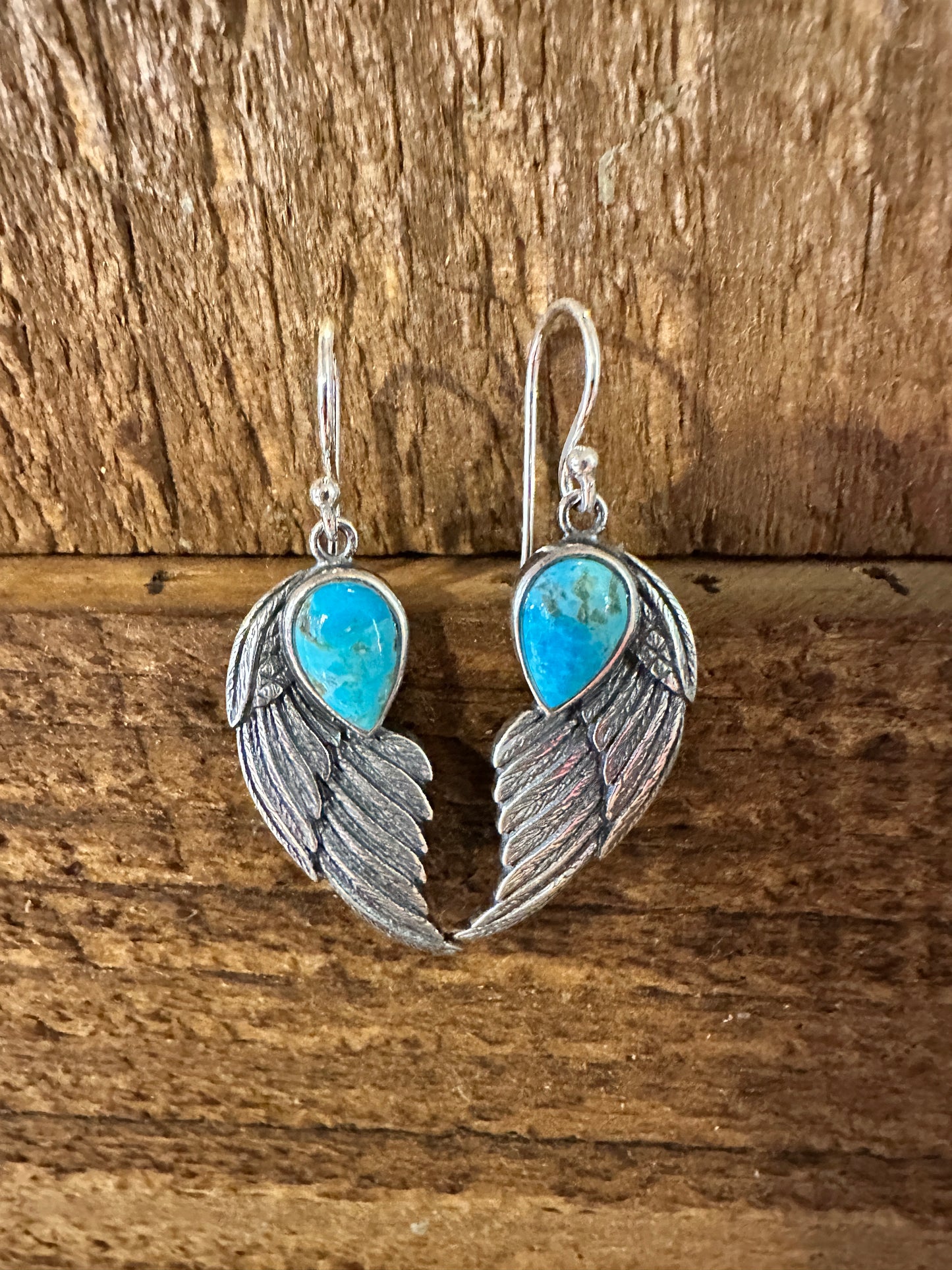 Navajo Eagle Wing Turquoise Earrings in Sterling Silver - Handcrafted Native American Jewelry Gift Boxed - Silver Elegant