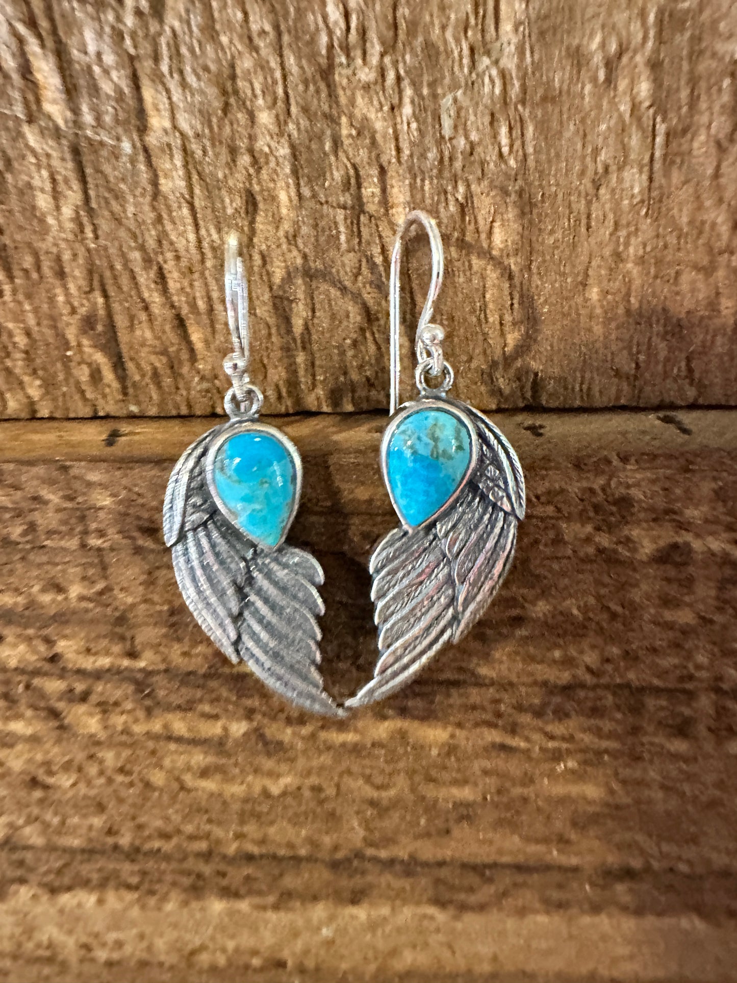 Navajo Eagle Wing Turquoise Earrings in Sterling Silver - Handcrafted Native American Jewelry Gift Boxed - Silver Elegant