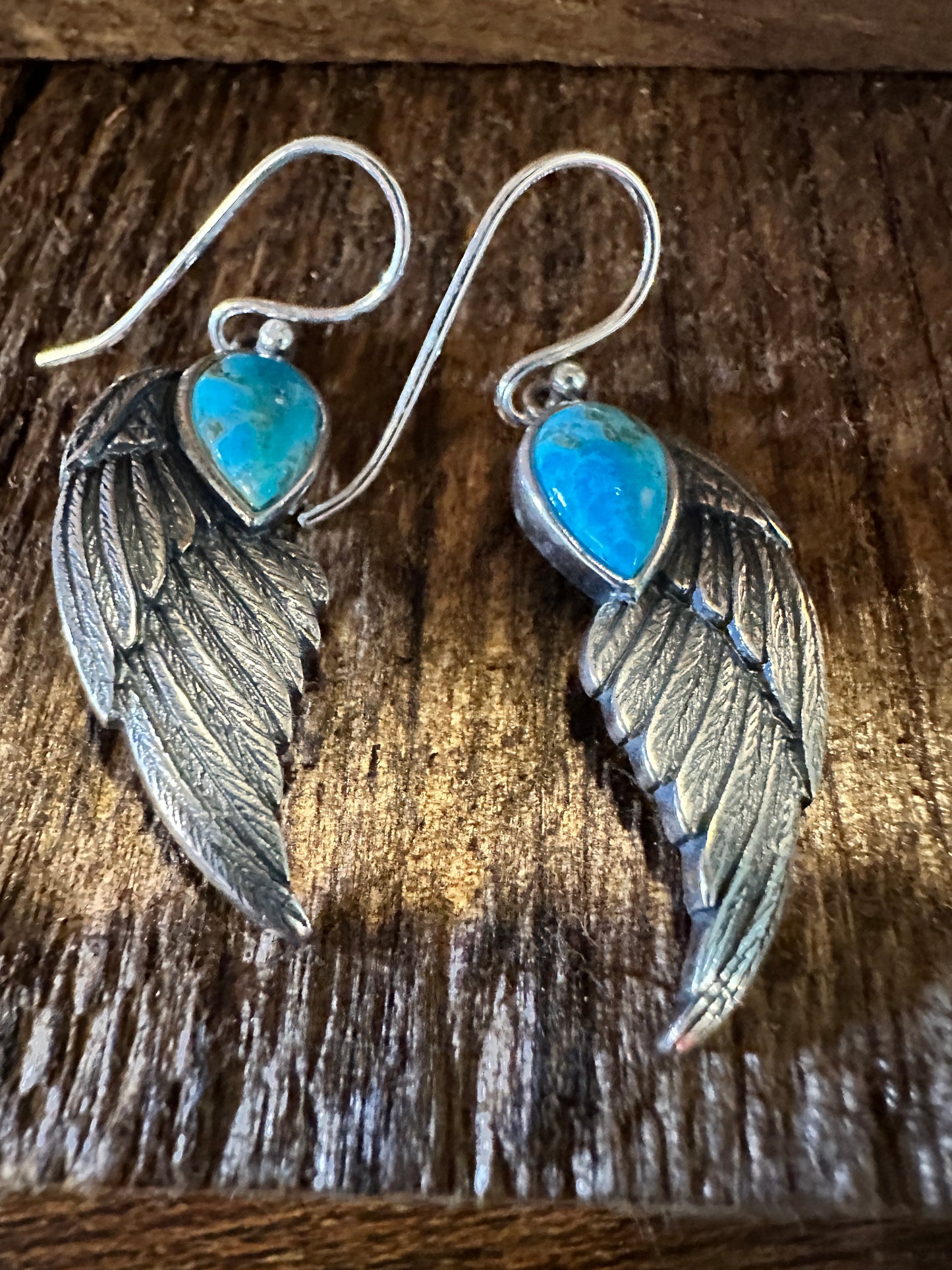Navajo Eagle Wing Turquoise Earrings in Sterling Silver - Handcrafted Native American Jewelry Gift Boxed - Silver Elegant