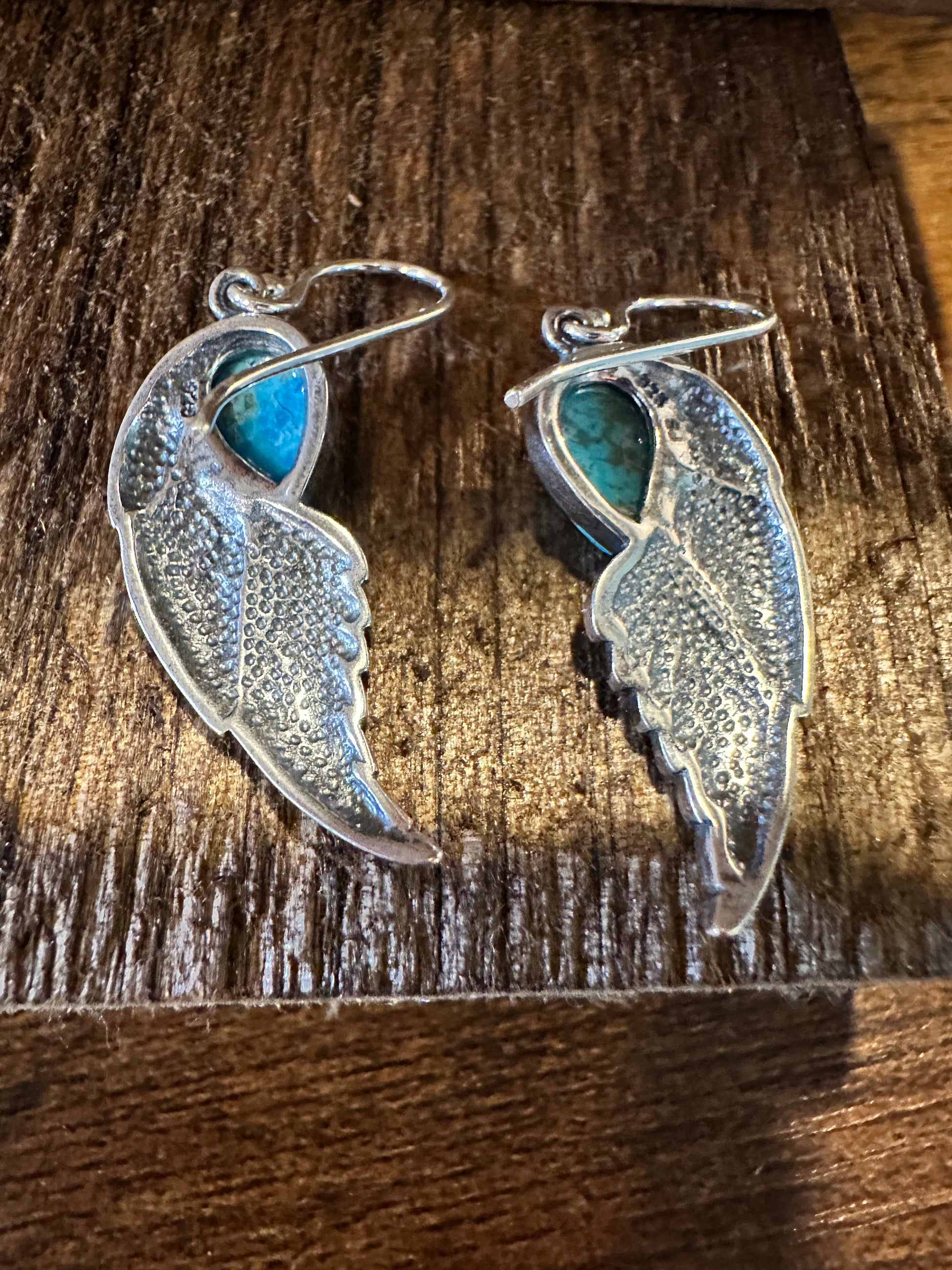 Navajo Eagle Wing Turquoise Earrings in Sterling Silver - Handcrafted Native American Jewelry Gift Boxed - Silver Elegant