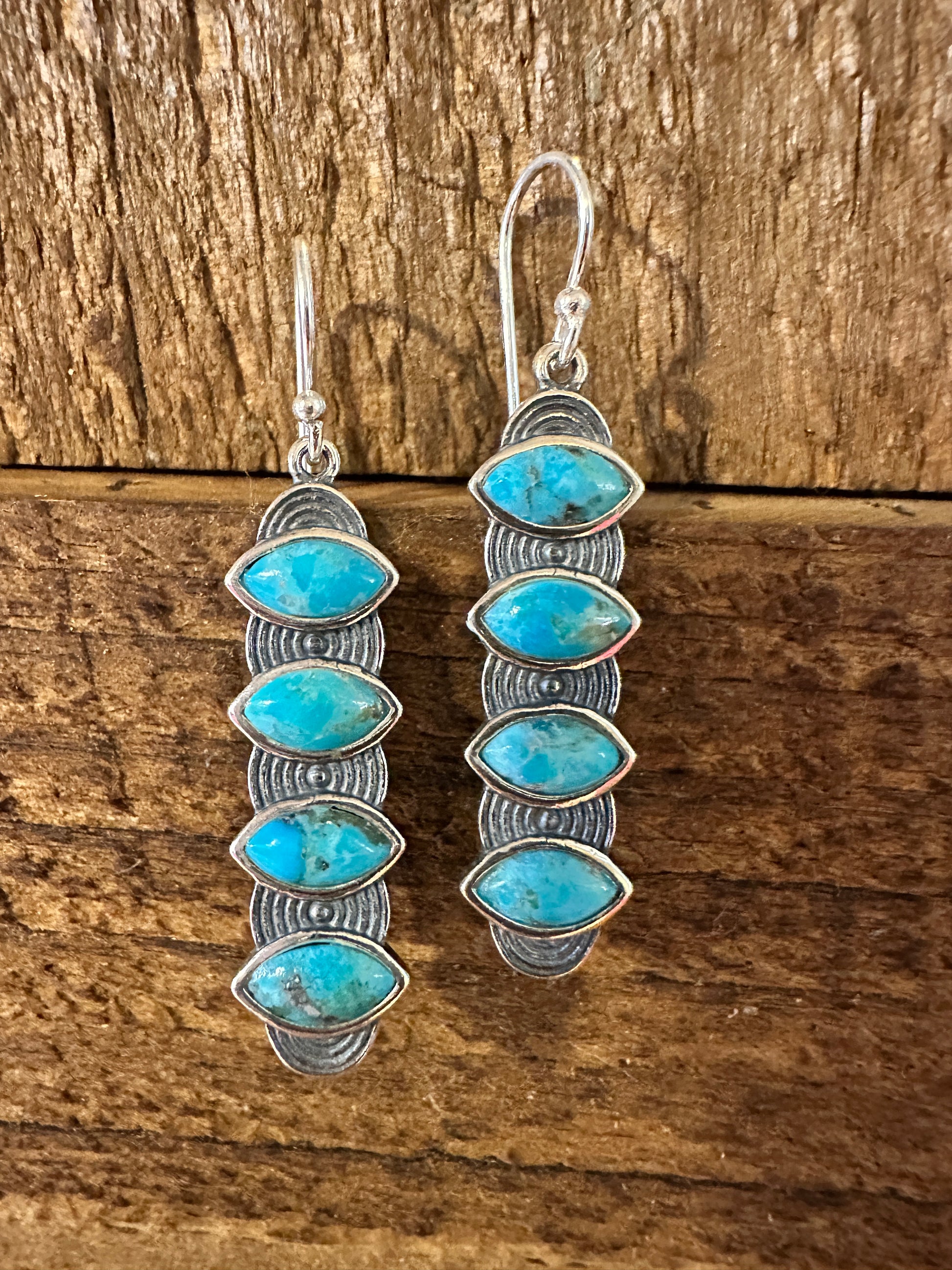 Navajo Valeria Turquoise Dangle Earrings in Sterling Silver, Gift-Ready Box Included - Silver Elegant