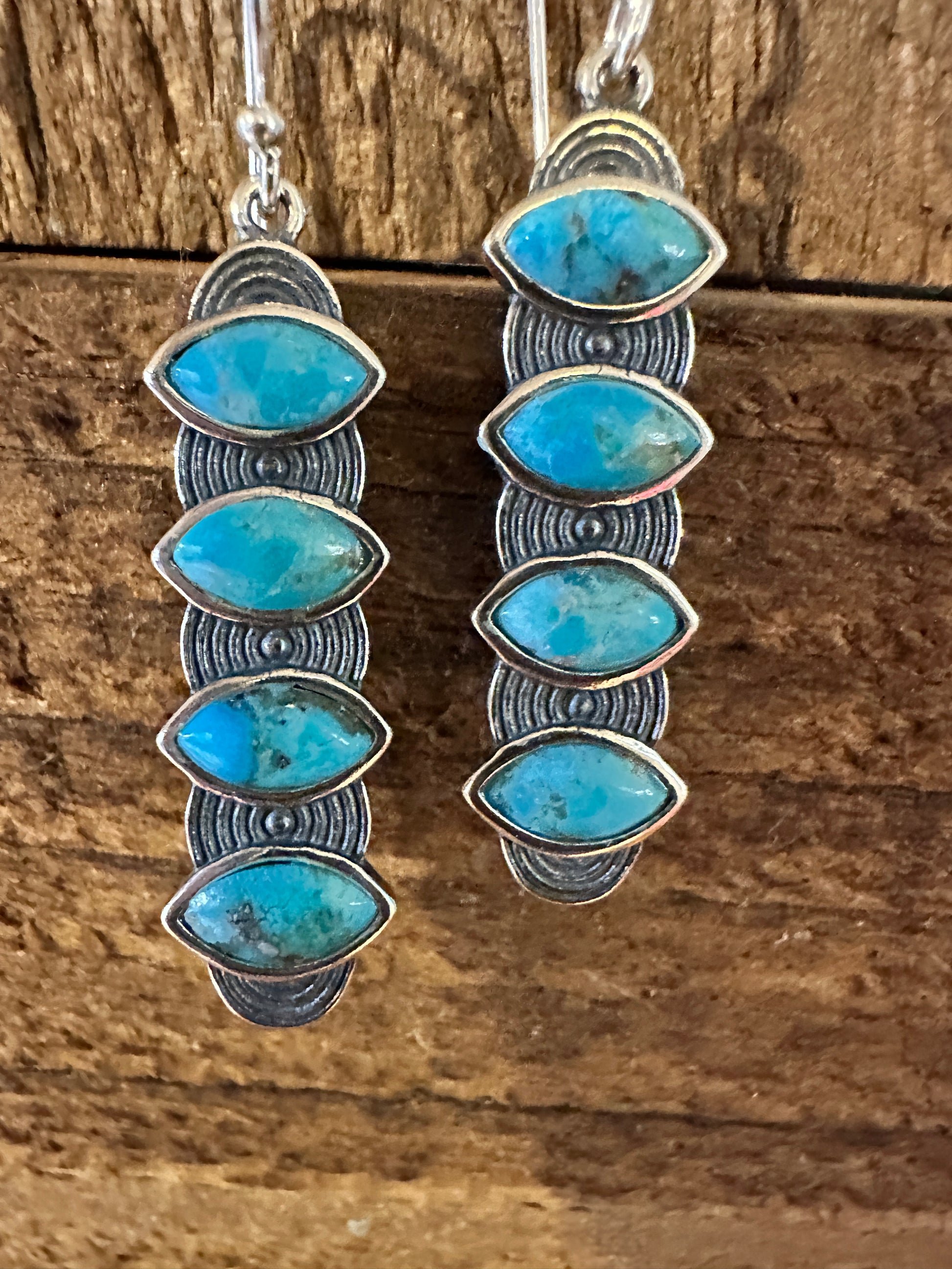 Navajo Valeria Turquoise Dangle Earrings in Sterling Silver, Gift-Ready Box Included - Silver Elegant
