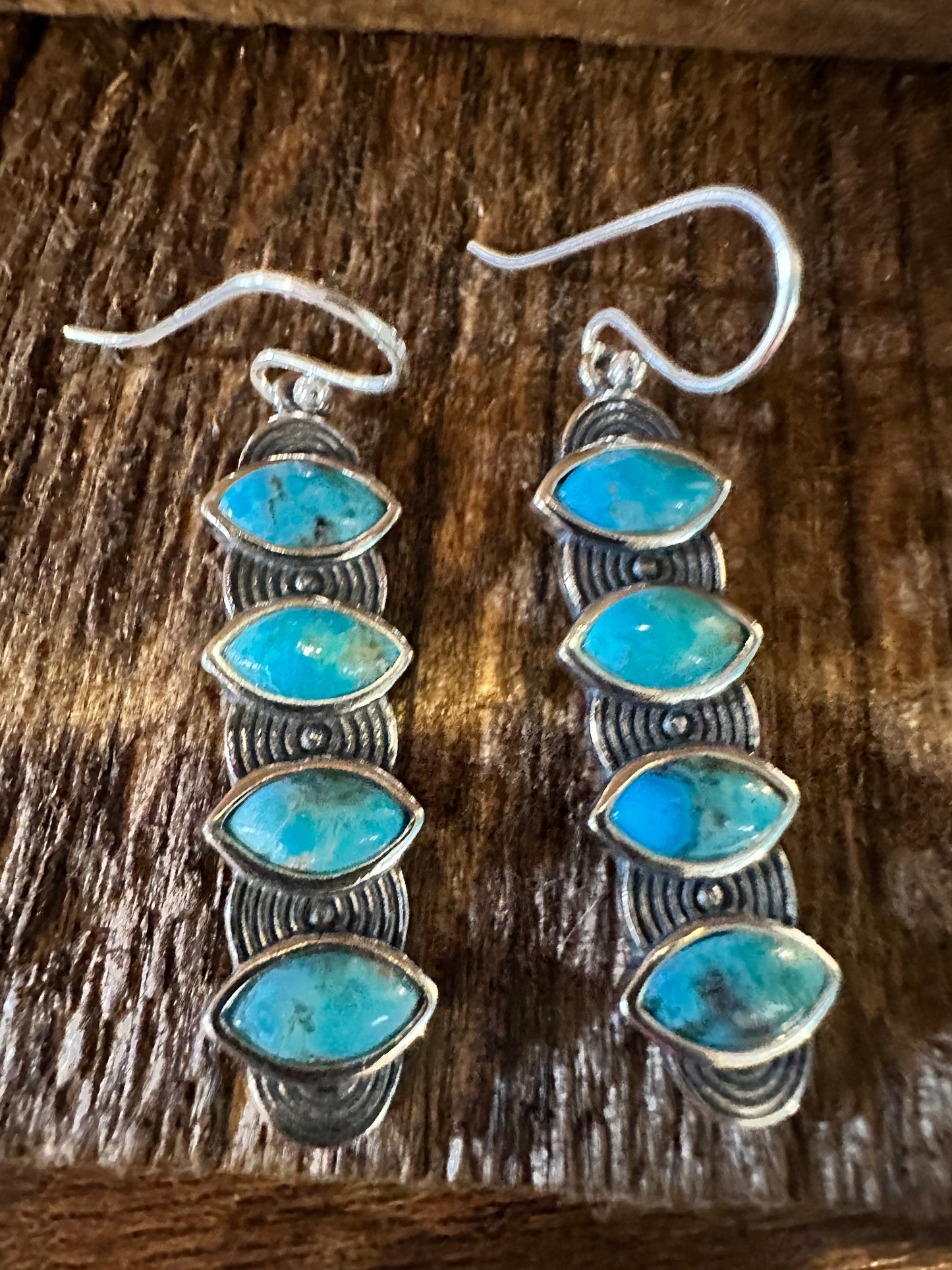 Navajo Valeria Turquoise Dangle Earrings in Sterling Silver, Gift-Ready Box Included - Silver Elegant