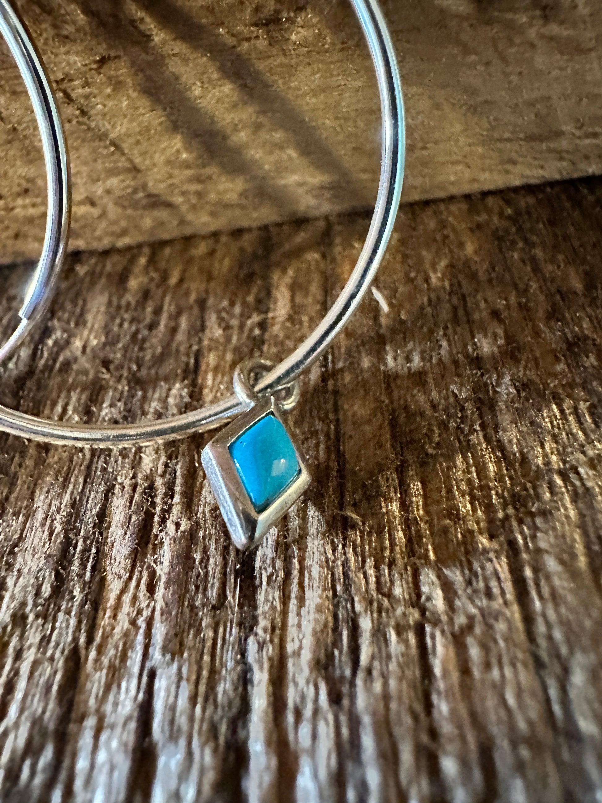 Navajo-Inspired Sterling Silver Turquoise Hoop Earrings with Gift Box - Silver Elegant