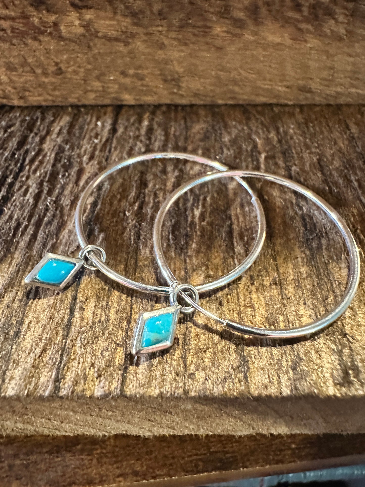 Navajo-Inspired Sterling Silver Turquoise Hoop Earrings with Gift Box - Silver Elegant