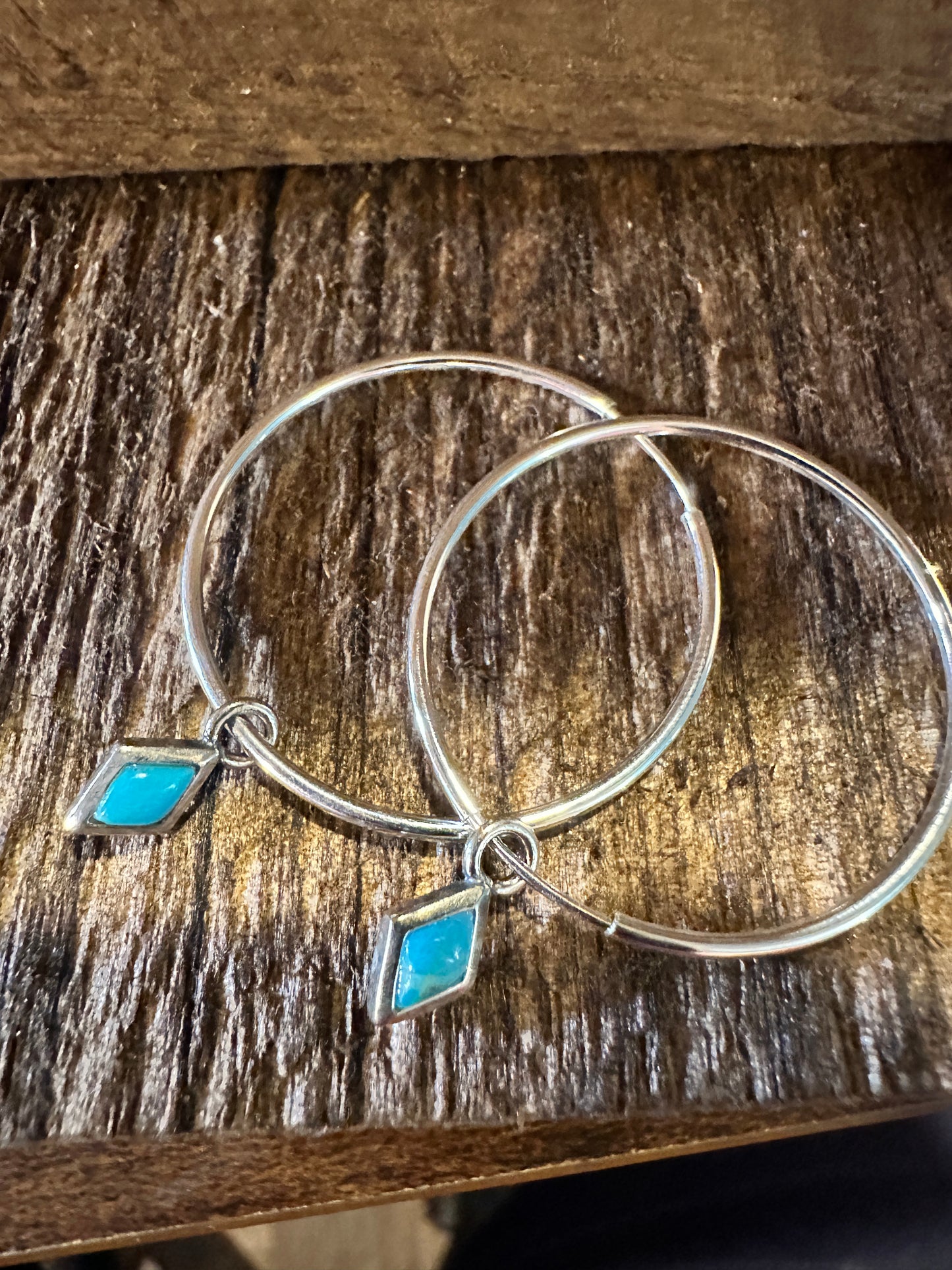 Navajo-Inspired Sterling Silver Turquoise Hoop Earrings with Gift Box - Silver Elegant