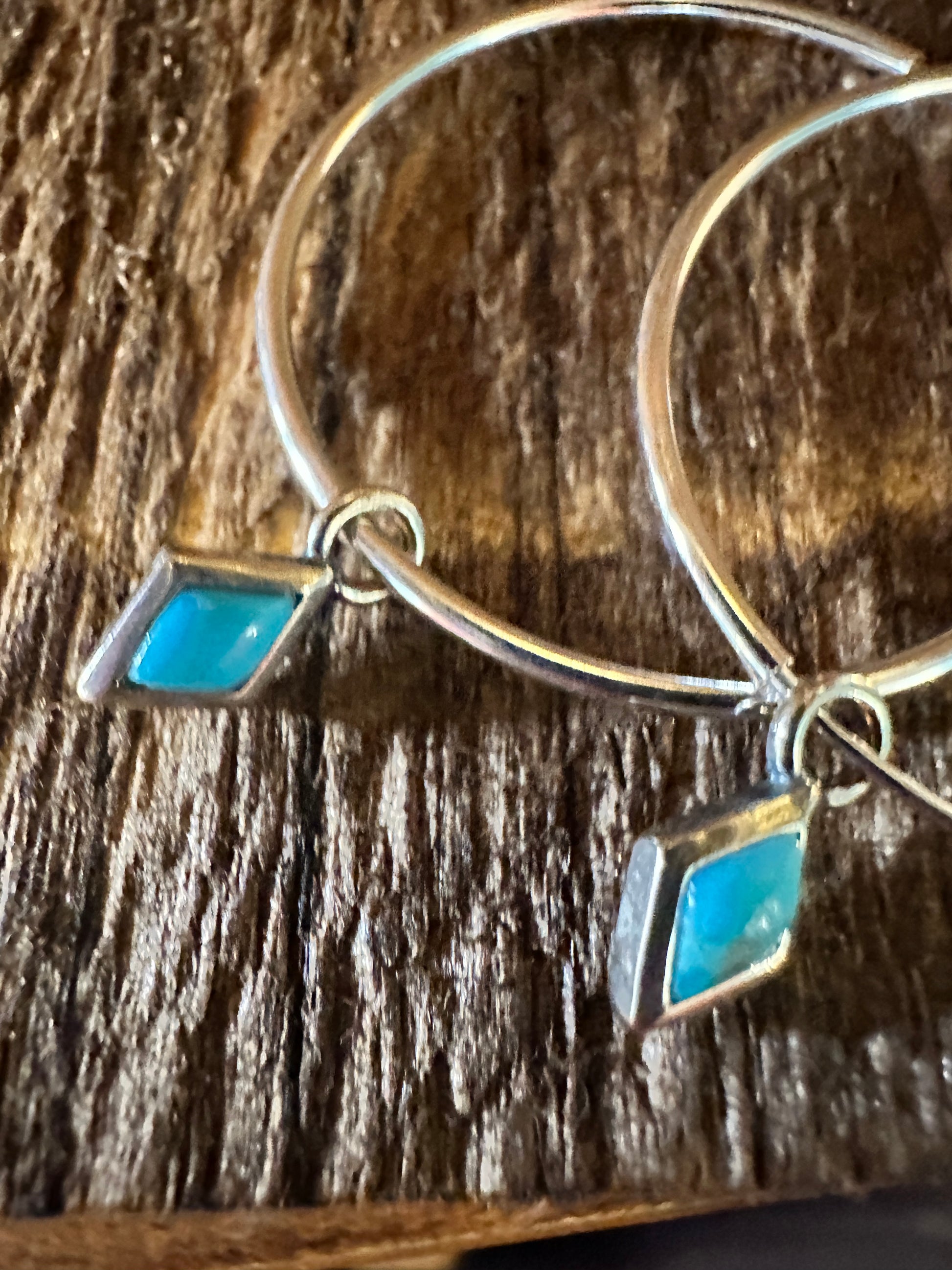Navajo-Inspired Sterling Silver Turquoise Hoop Earrings with Gift Box - Silver Elegant