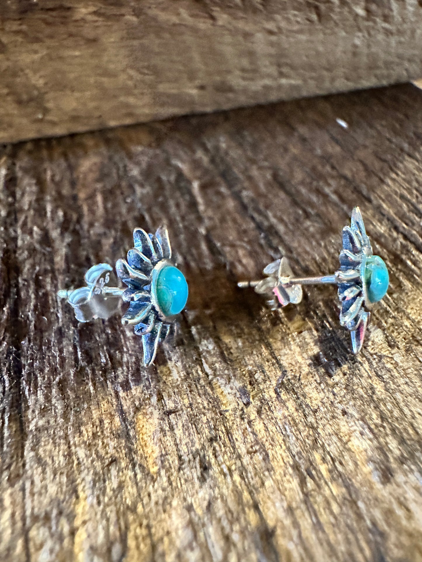 Navajo Sunburst Turquoise Earrings in Sterling Silver - Elegant Gift Box Included - Silver Elegant